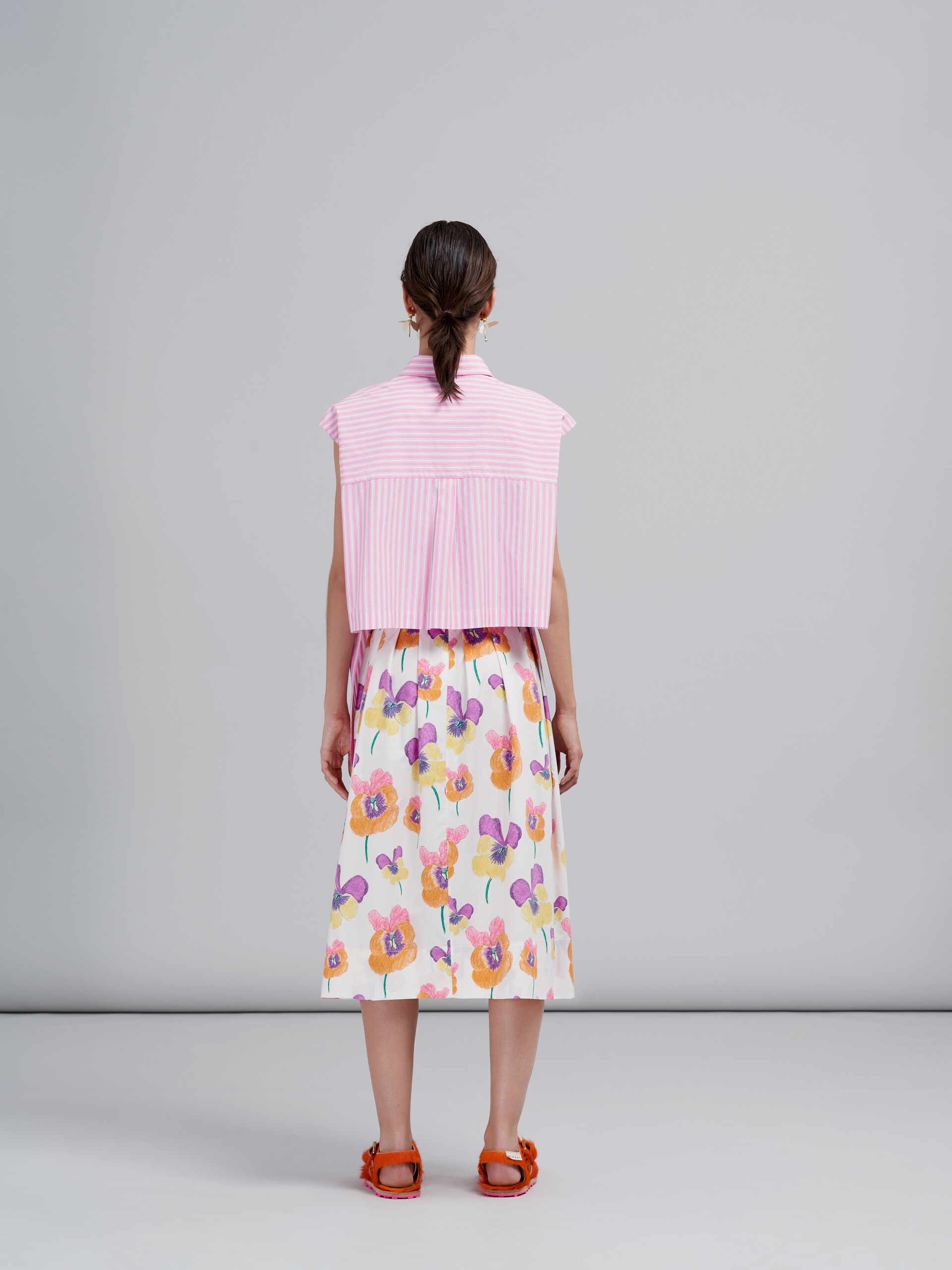 Pansies print poplin skirt - Skirts - Image 3
