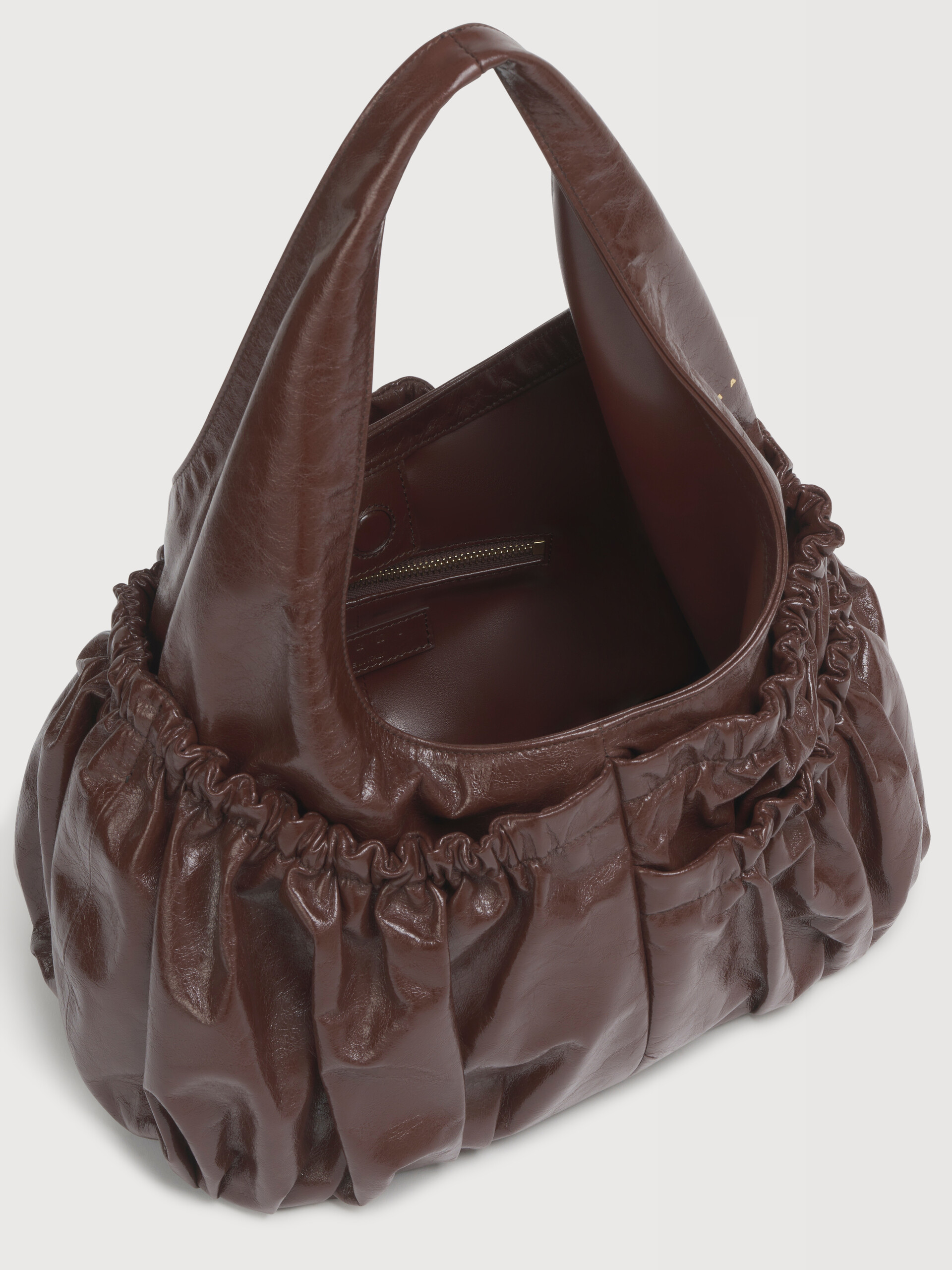 Brown leather gathered hobo bag - Shoulder Bags - Image 4