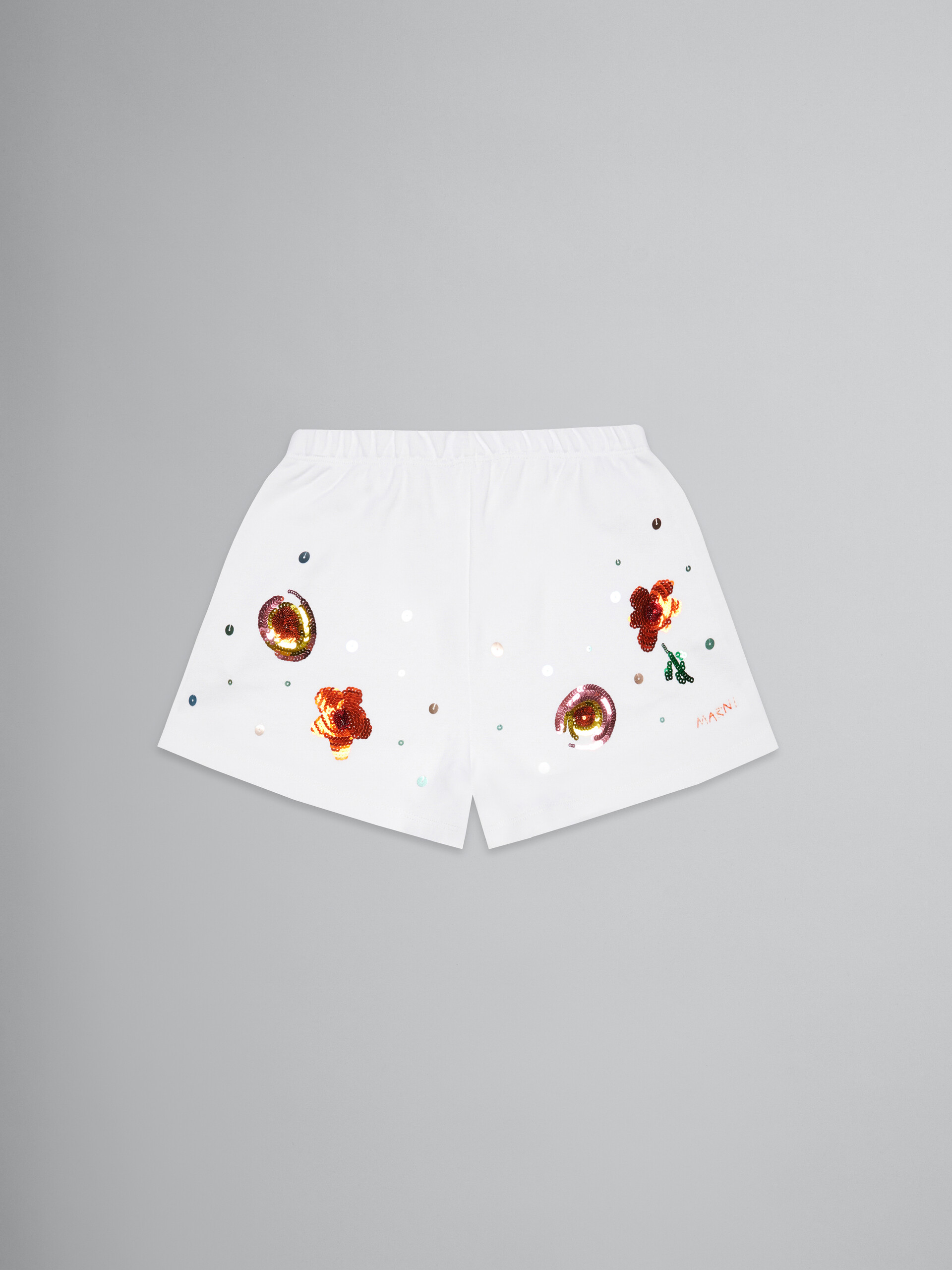 White fleece shorts with Sunny Day print - Pants - Image 1