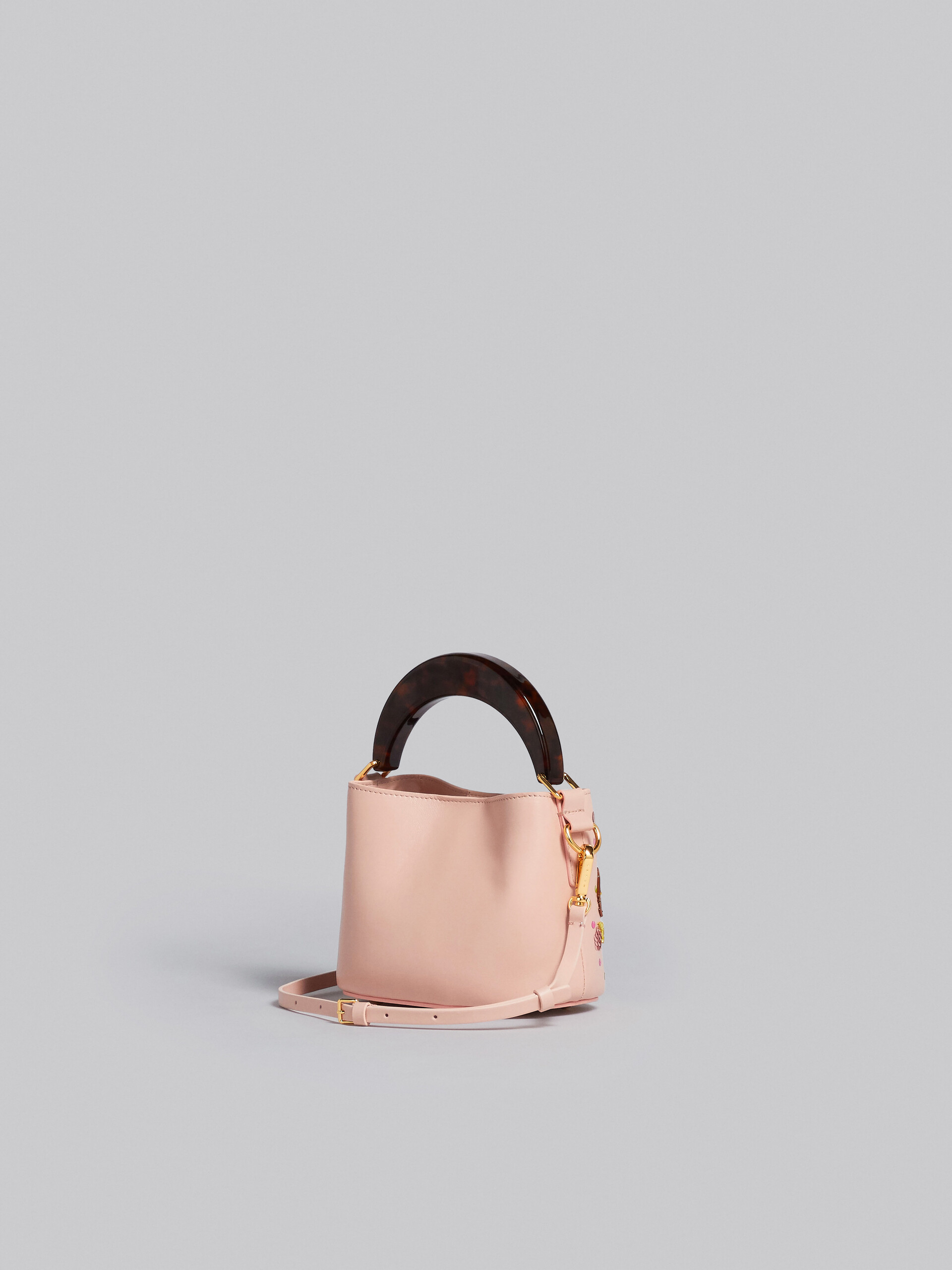 Venice Mini Bucket in embroidered pink leather - Shoulder Bag - Image 2