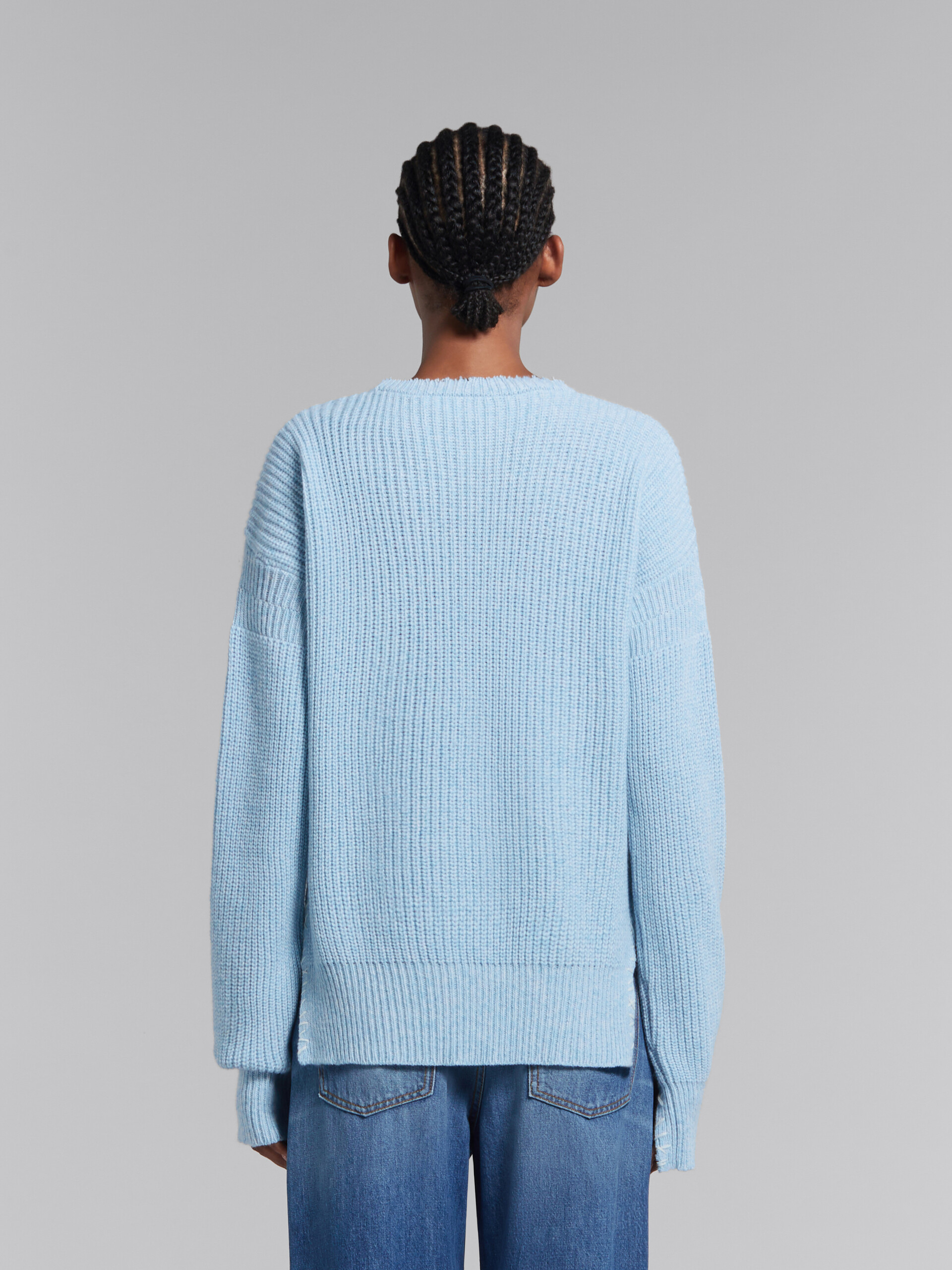 Blue mouliné jumper with mending - Pullovers - Image 3