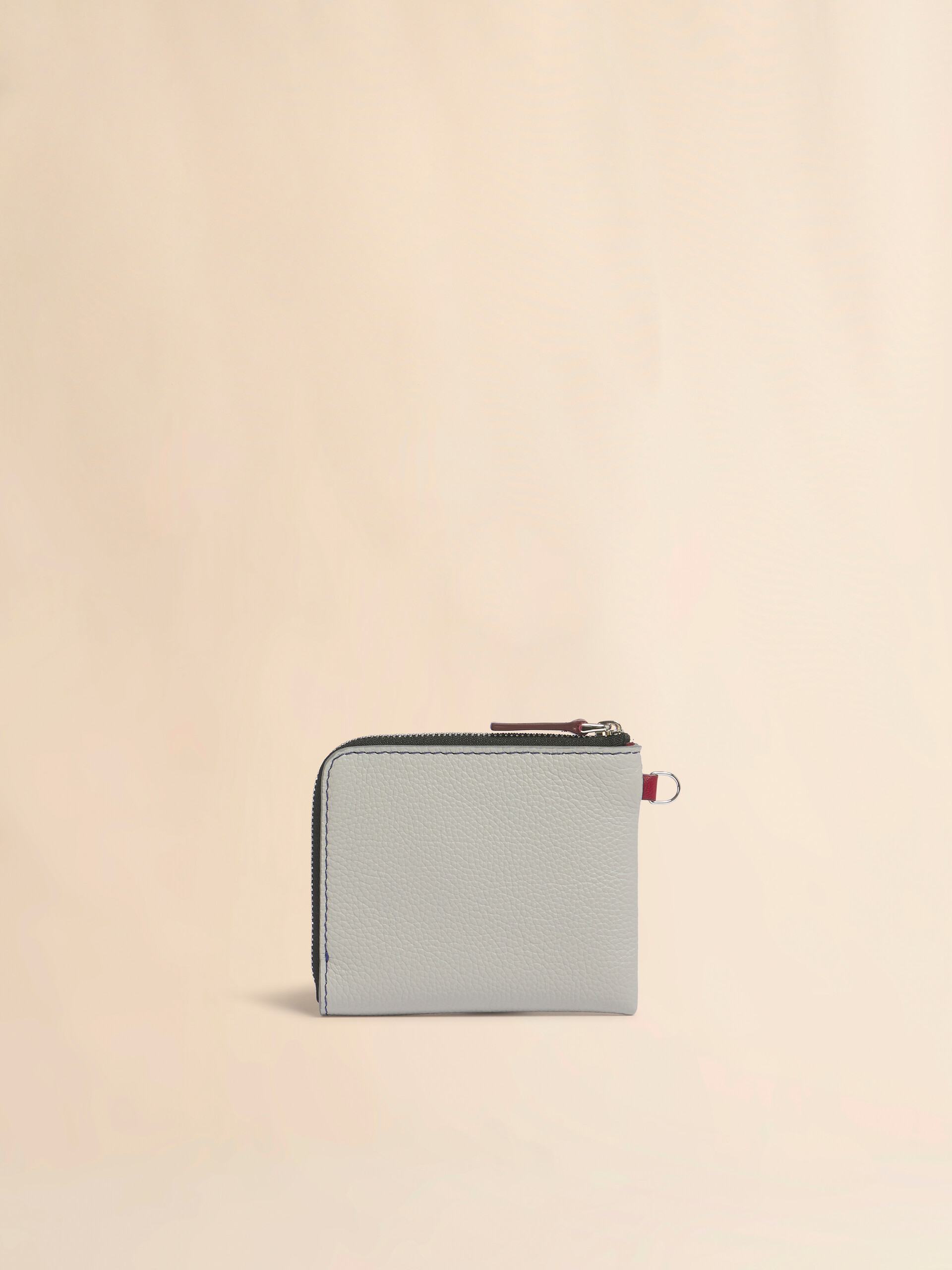 ブルー レザー製ラウンドファスナーウォレット、コントラストステッチ入り - 財布 - Image 3