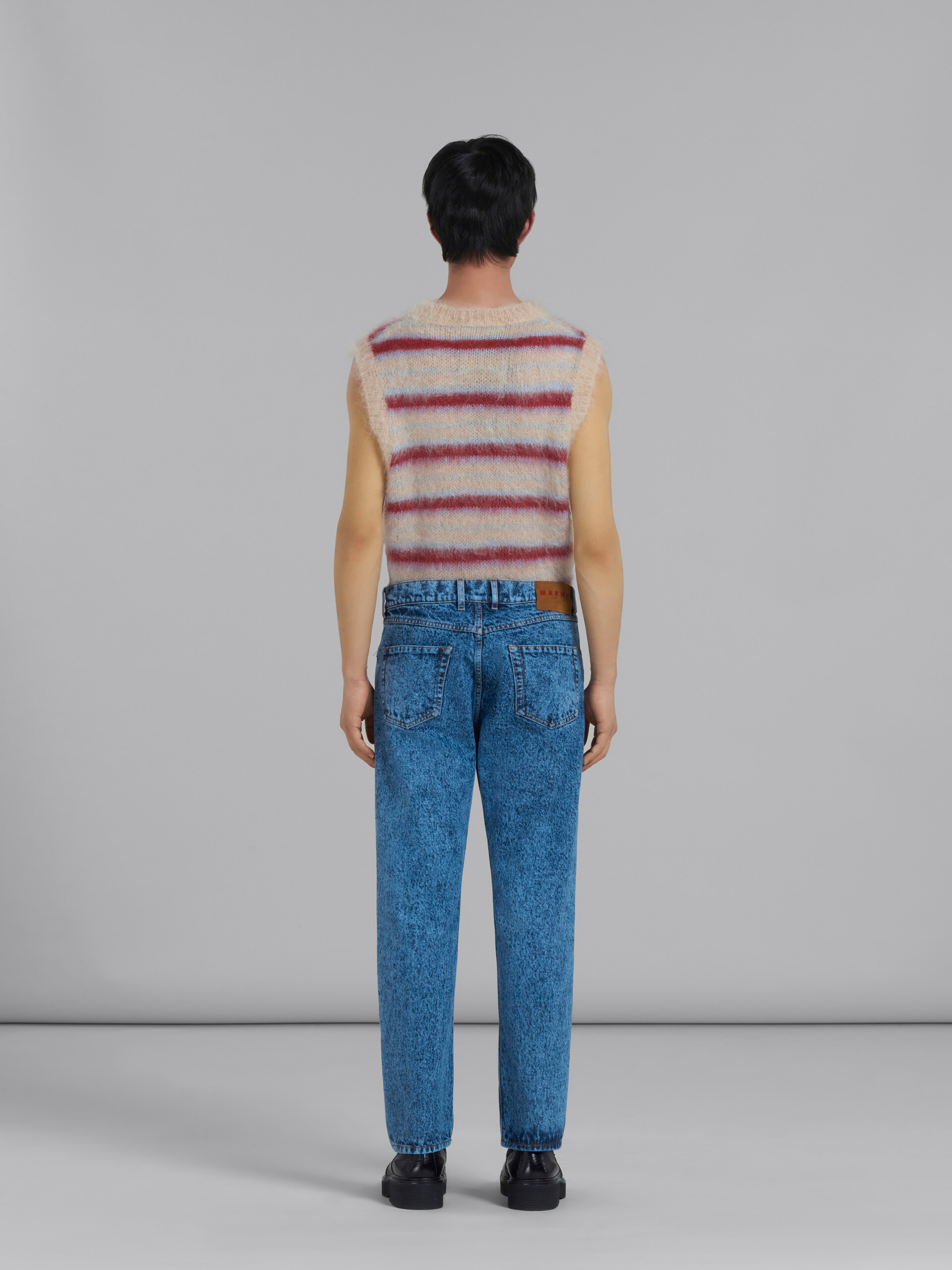 Blue marble-dyed straight trousers in cotton drill - Pants - Image 3