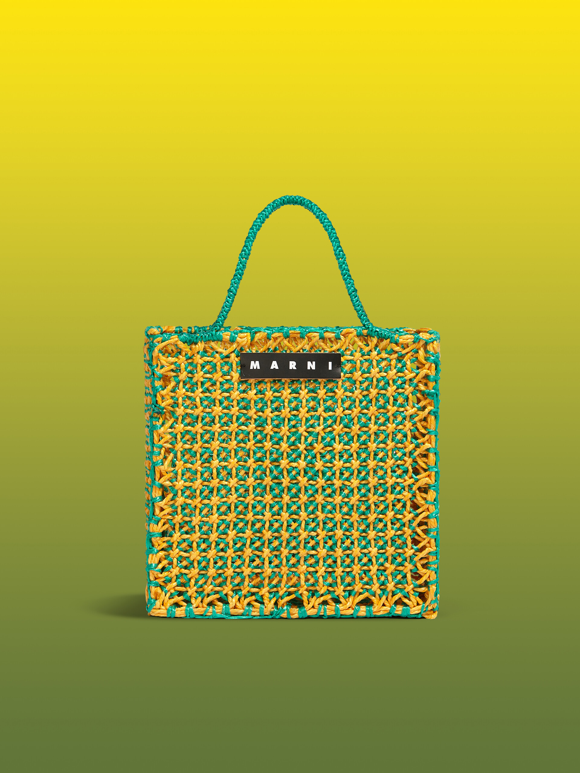 MARNI MARKET JURTA large bag in green and yellow crochet - Shopping Bags - Image 1