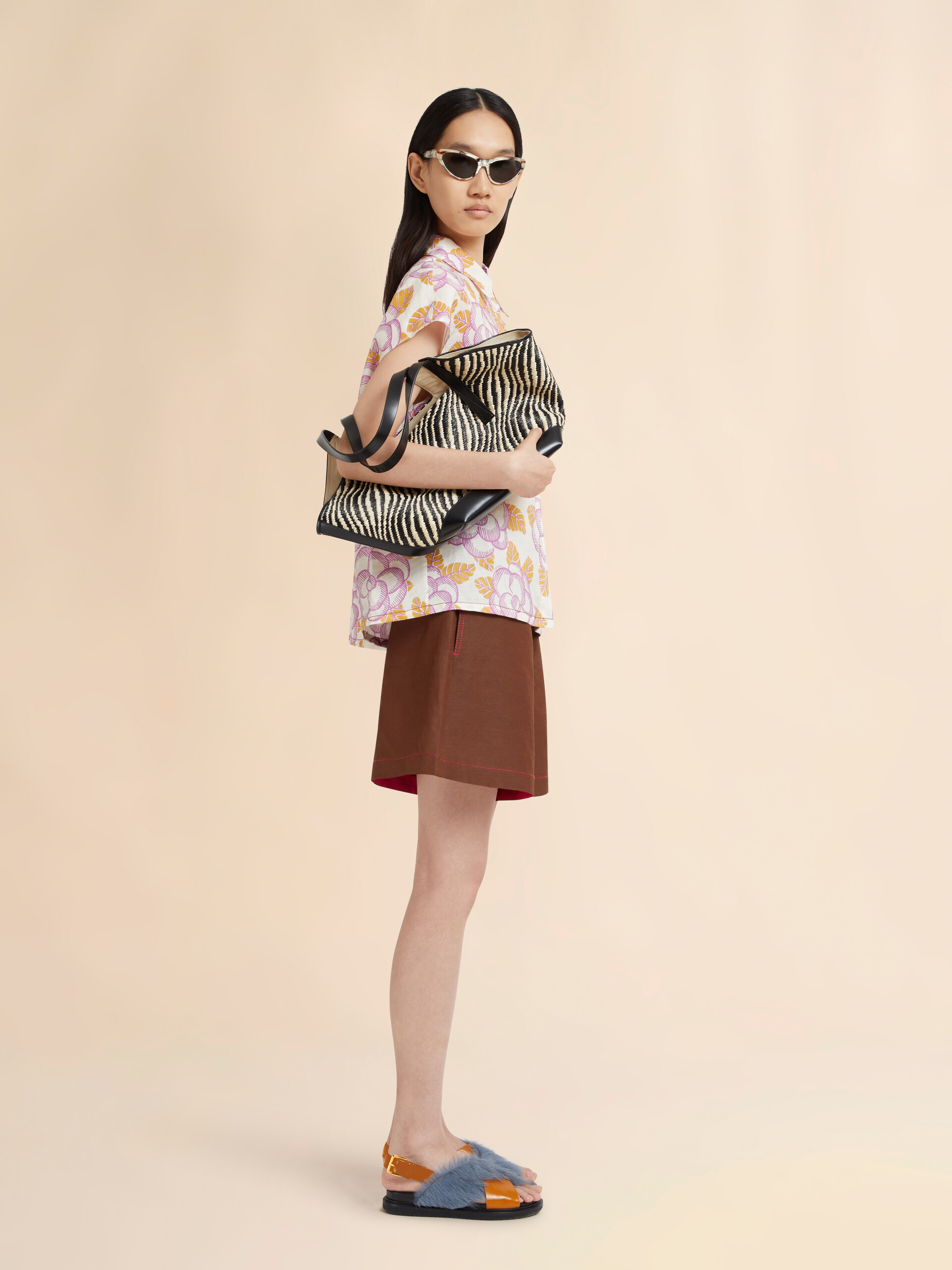 Banjoプリント クリームラミー ギャザーシャツ - シャツ - Image 6