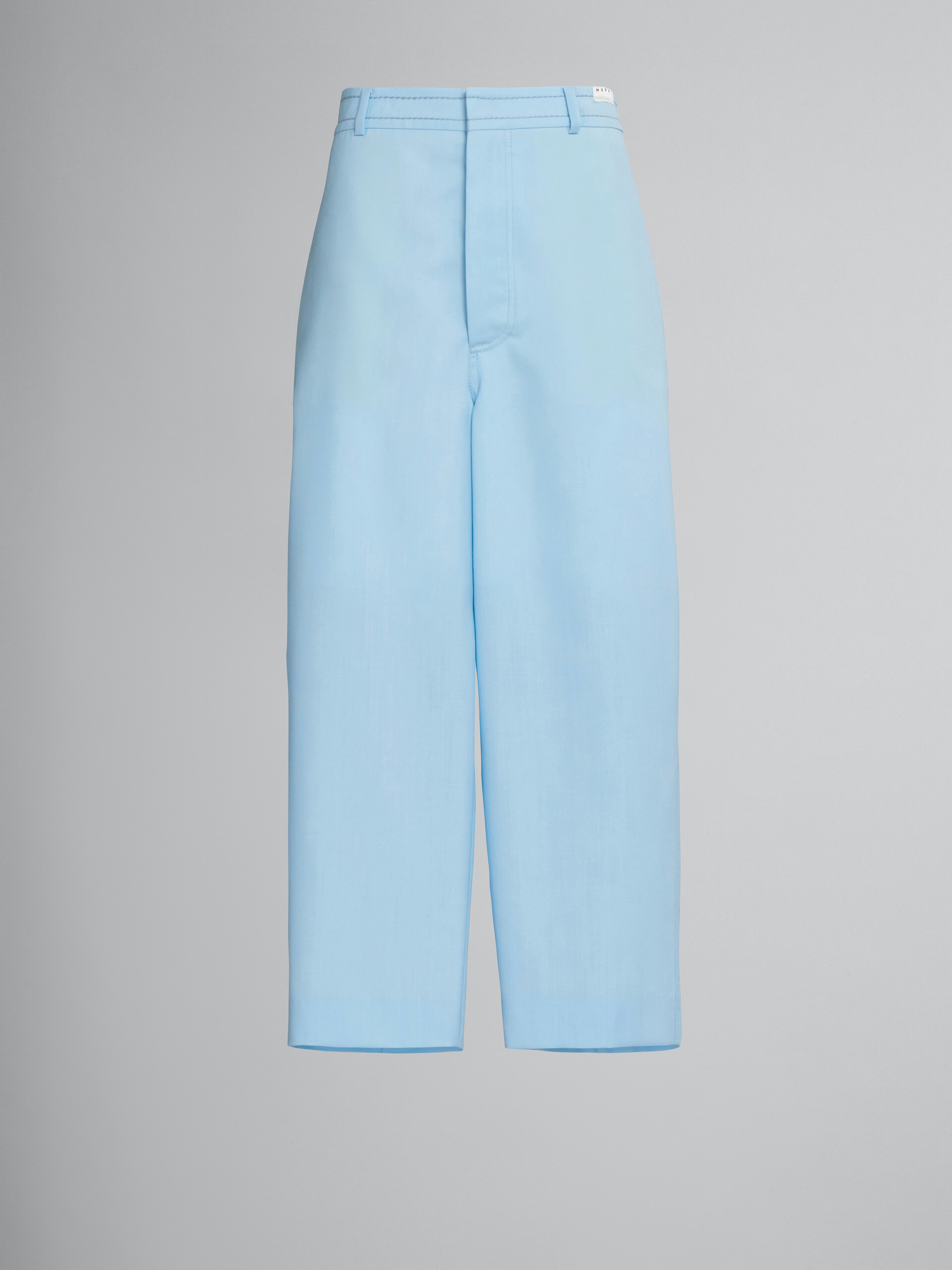 Cropped trousers in light blue tropical wool - Pants - Image 1