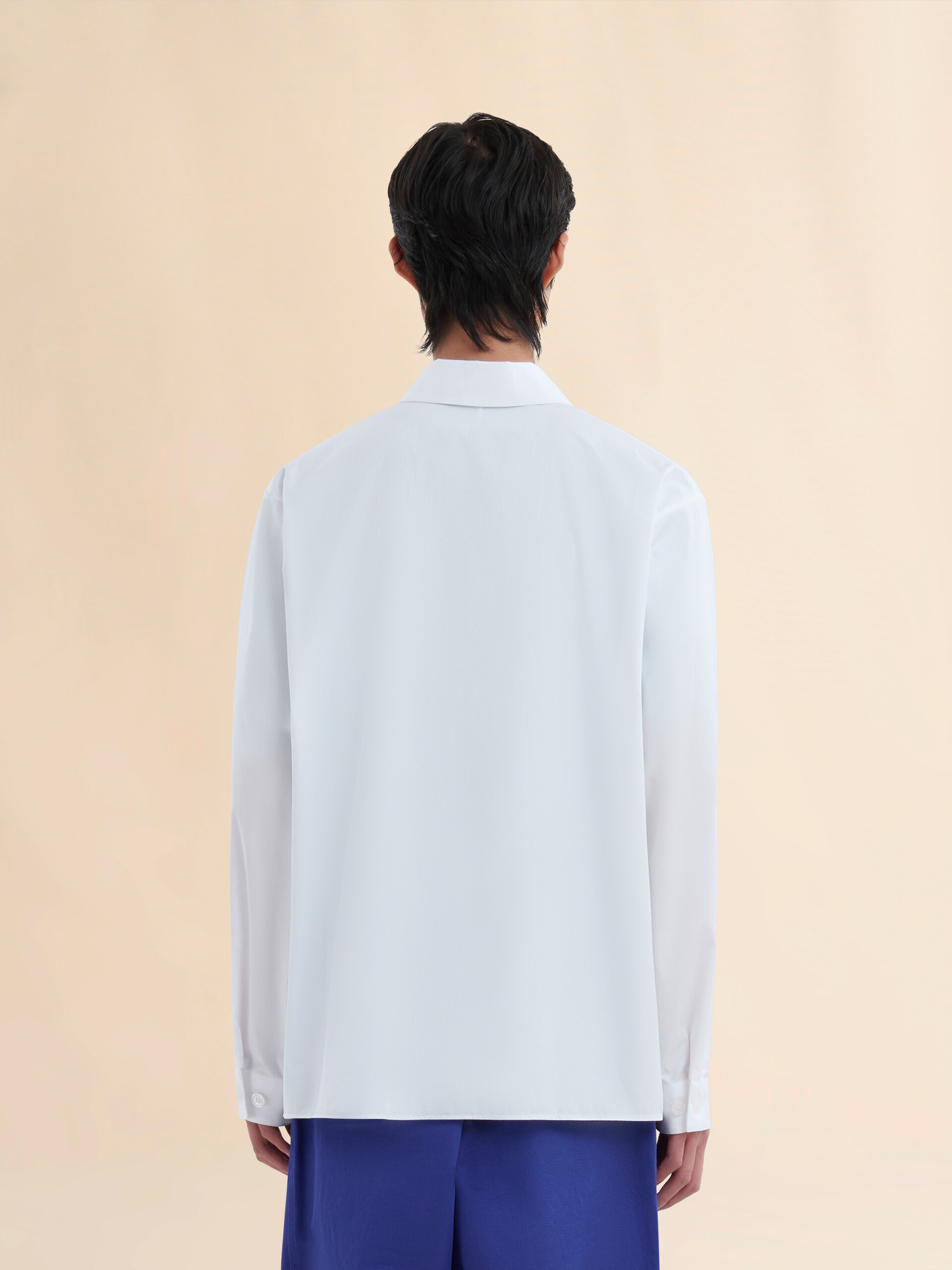 White organic poplin zip shirt with hidden logo - Shirts - Image 3