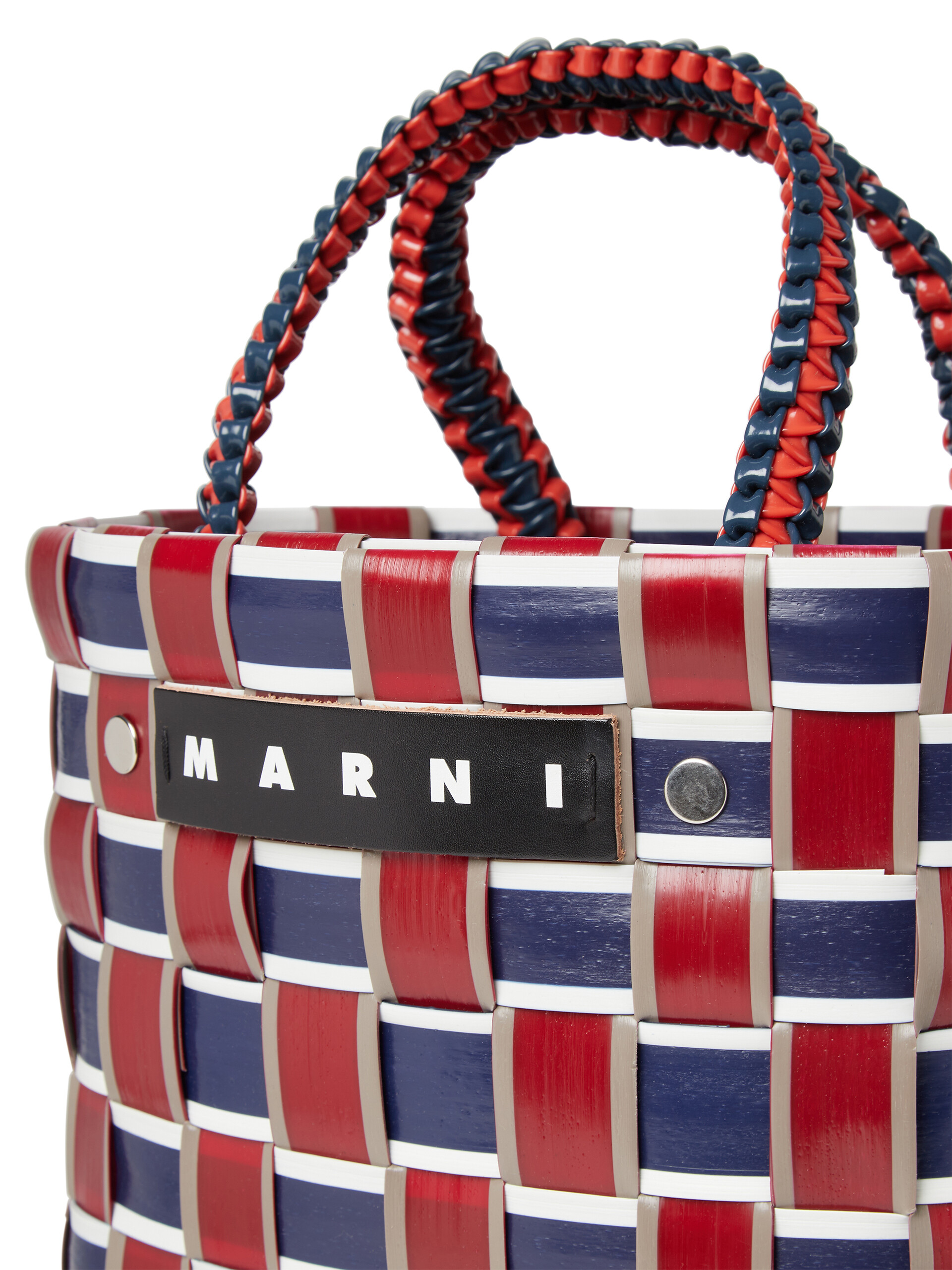 MARNI MARKET TAPE BASKET bag in blue and red woven material | Marni