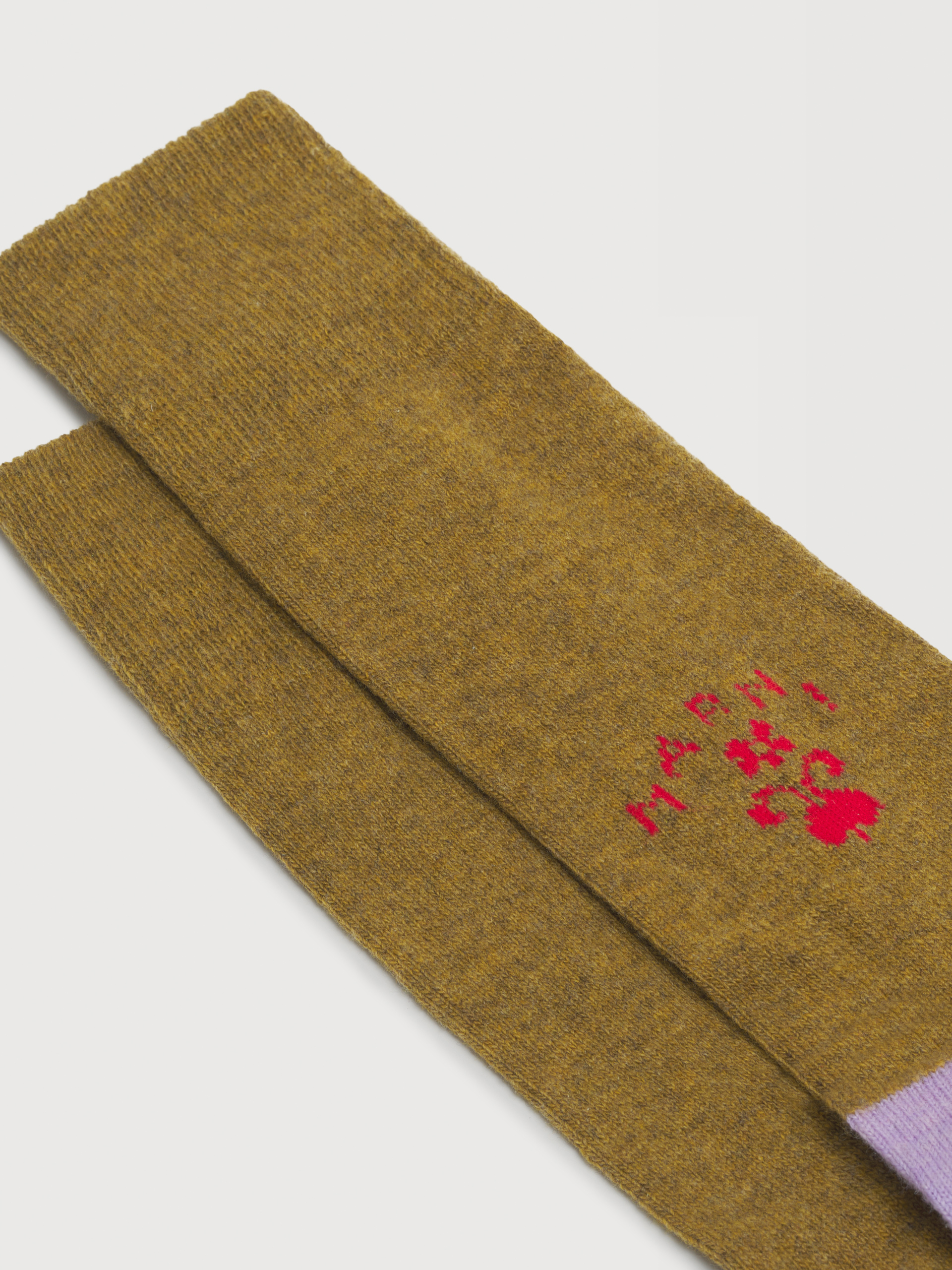 Deep brown wool-cashmere socks with heraldic logo - Socks - Image 2
