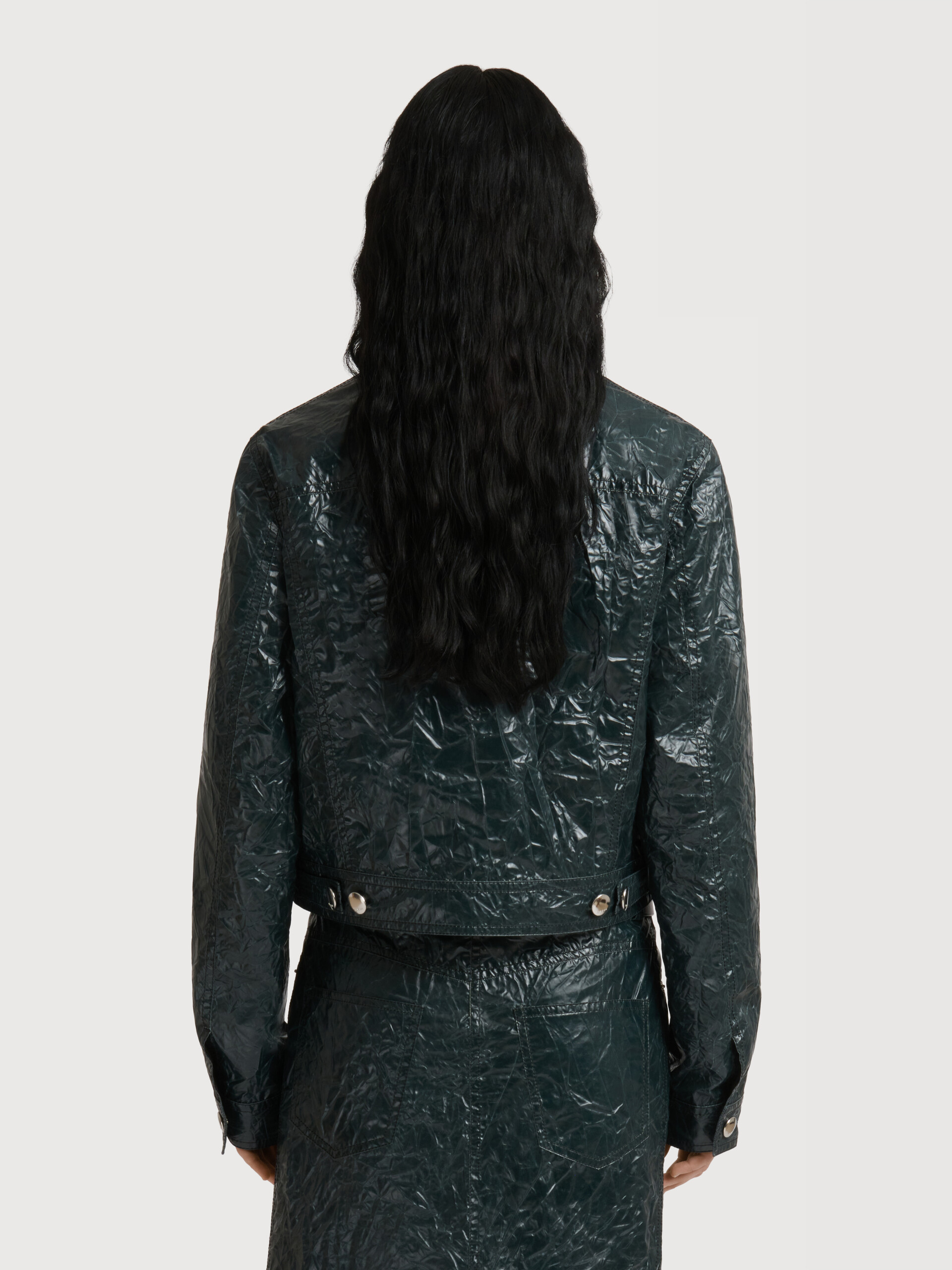 Deep green crinkled taffeta jacket - Jackets - Image 4