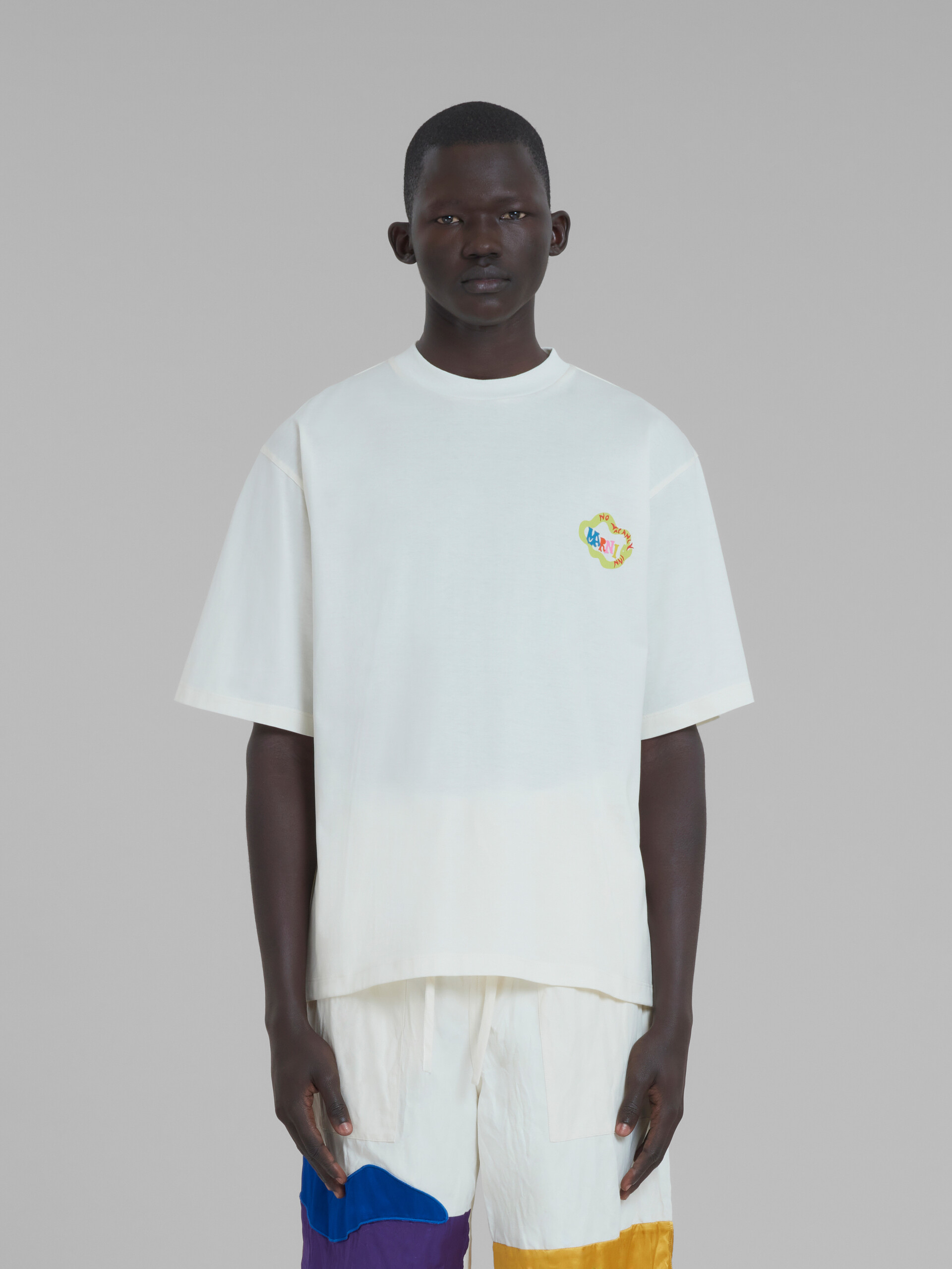 Marni x No Vacancy Inn - White T-shirt in bio cotton jersey with snake logo print - T-shirts - Image 2
