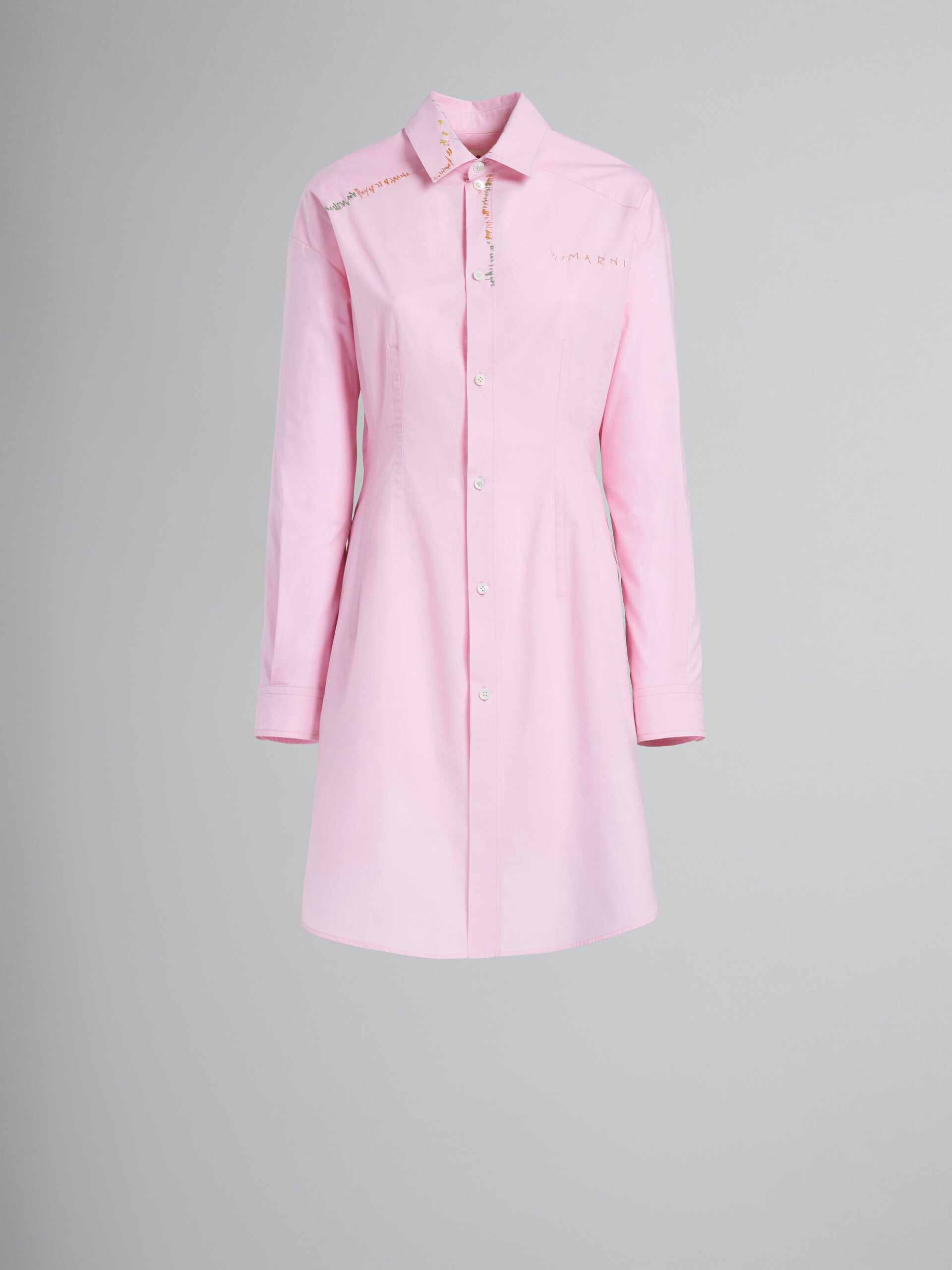 Light pink shirt dress in bio cotton poplin - Dresses - Image 1