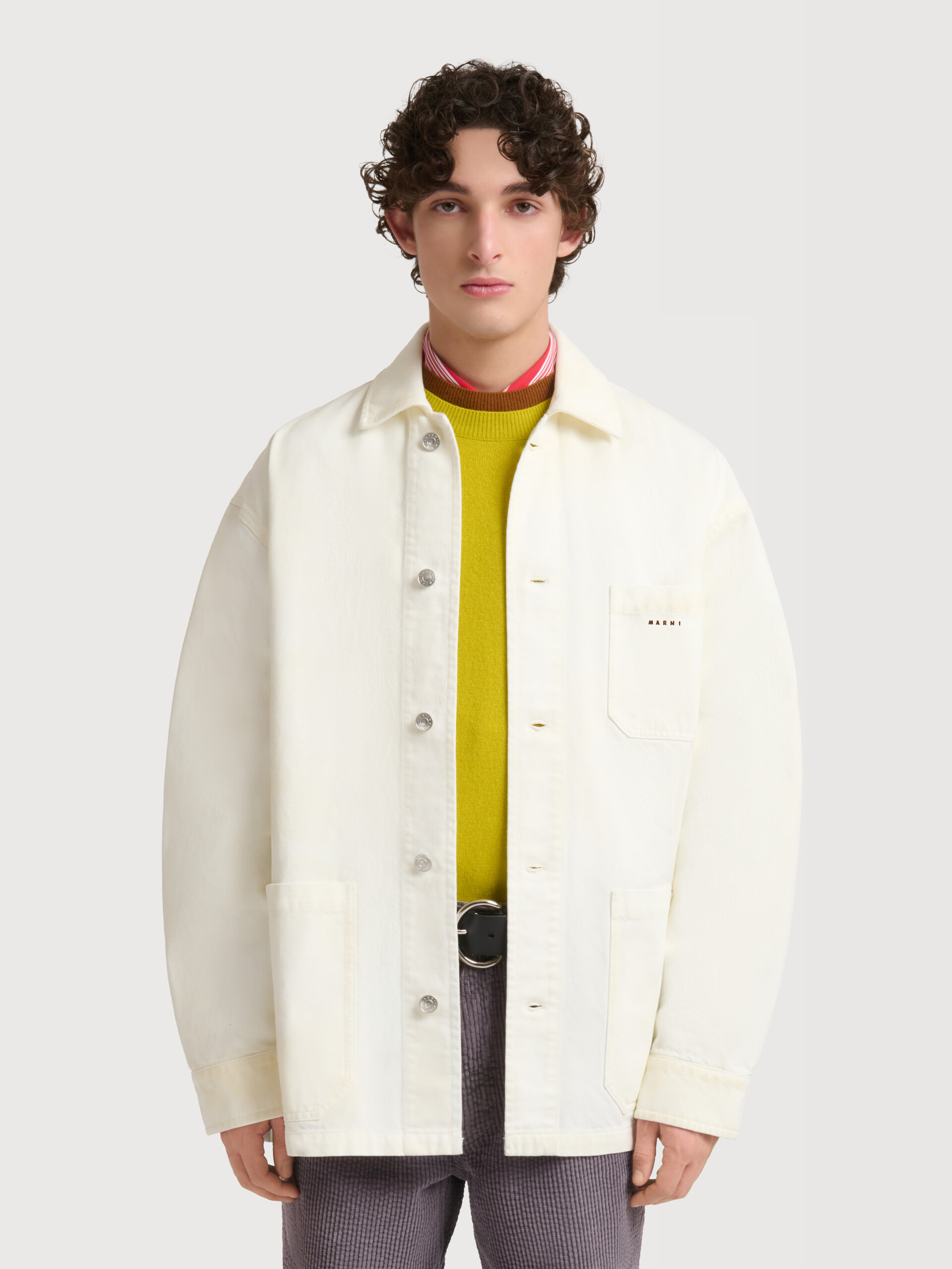 White denim shirt with pocket - Shirts - Image 2