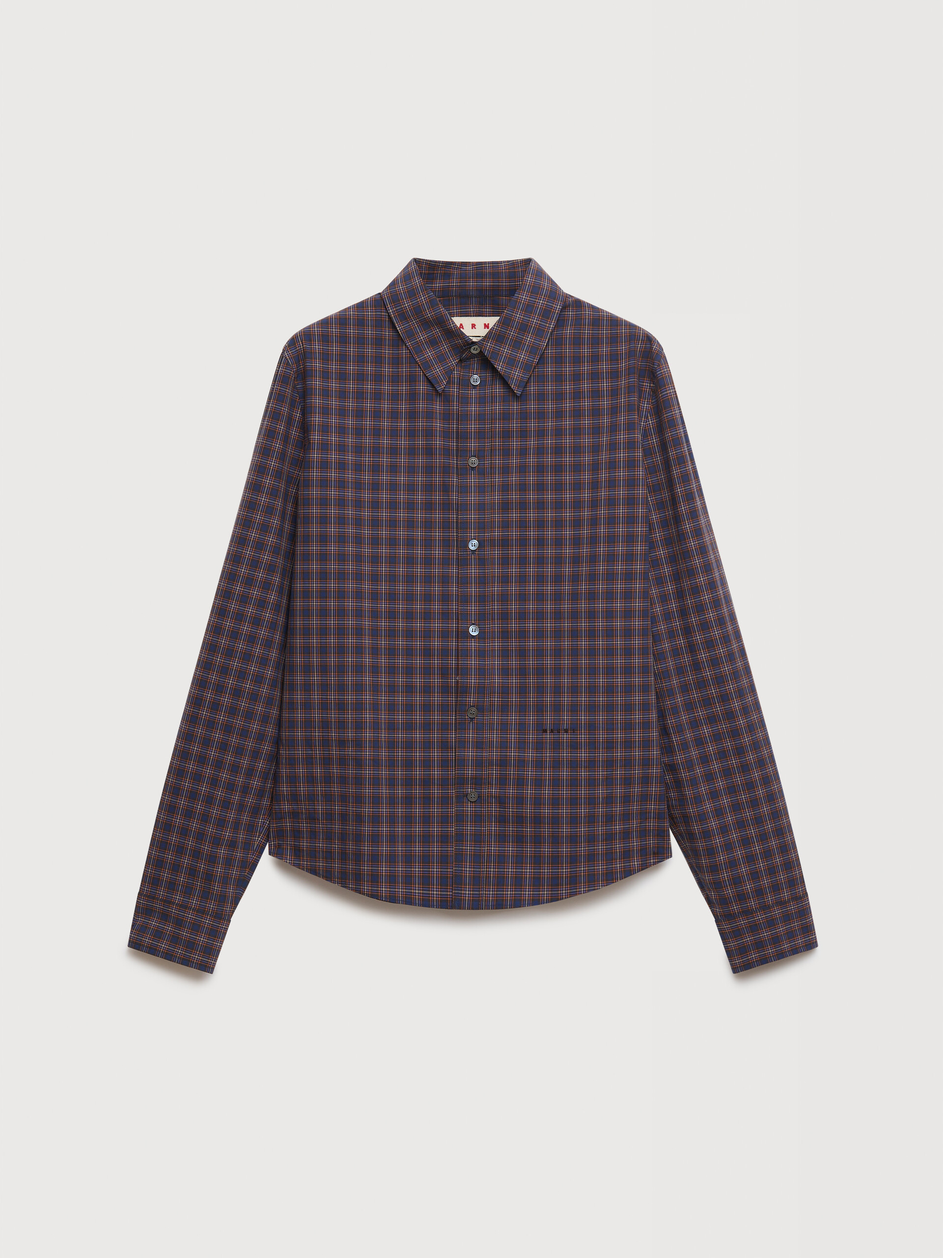 Blue checked cotton shirt - Shirts - Image 1