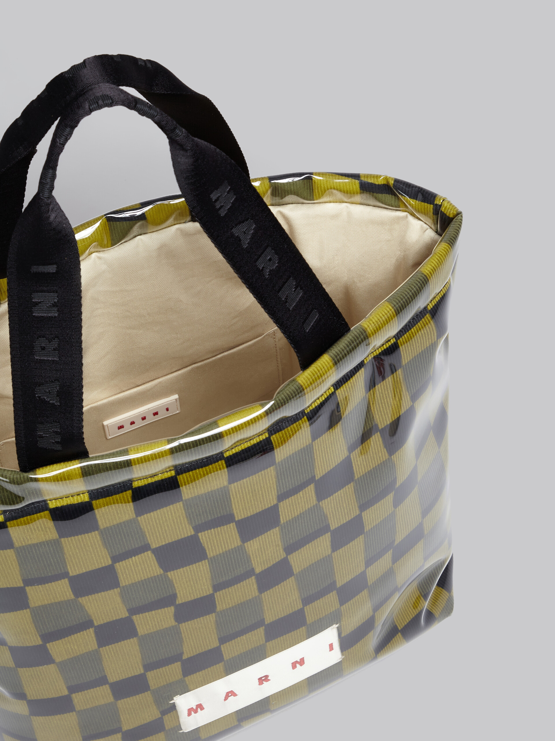 Yellow chequerboard tote with clear wrap - Shopping Bags - Image 4