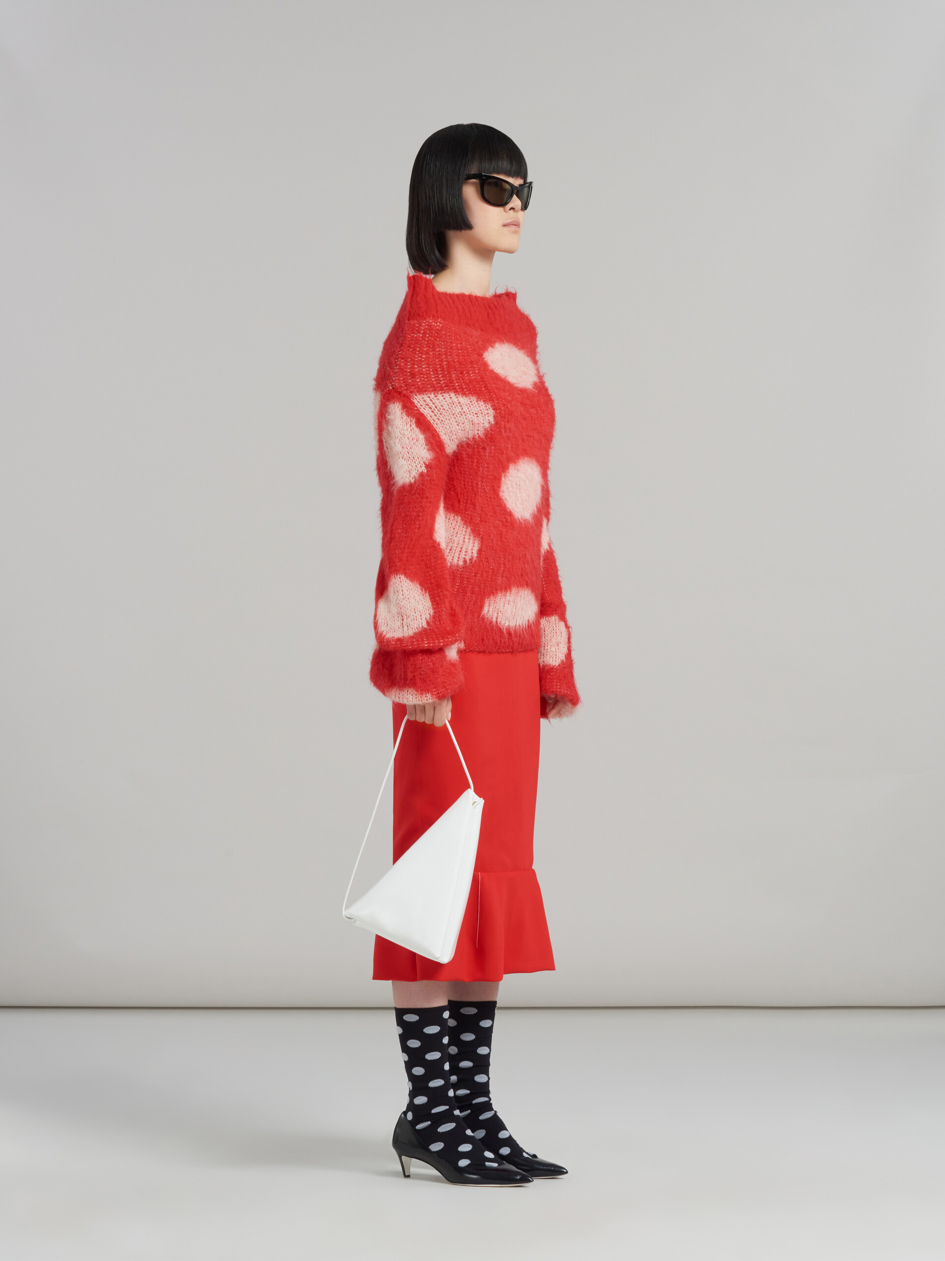 Red mohair boat-neck jumper with polka dots - Pullovers - Image 5