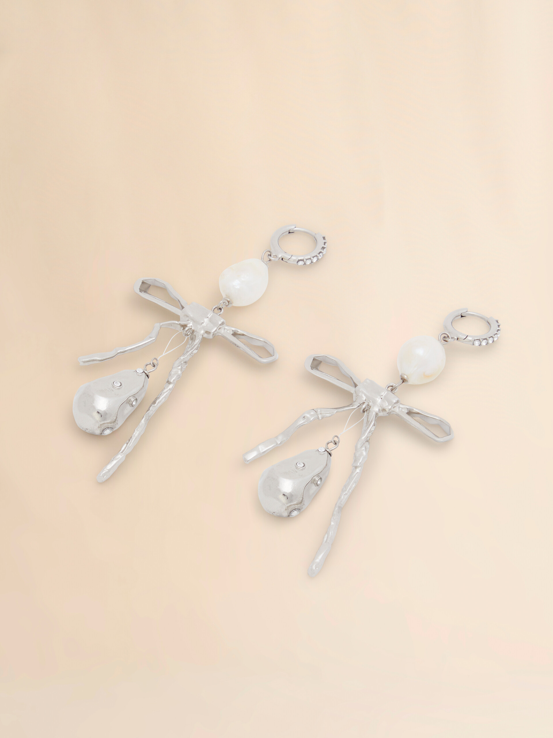 Silver Bow drop earrings - Earrings - Image 3