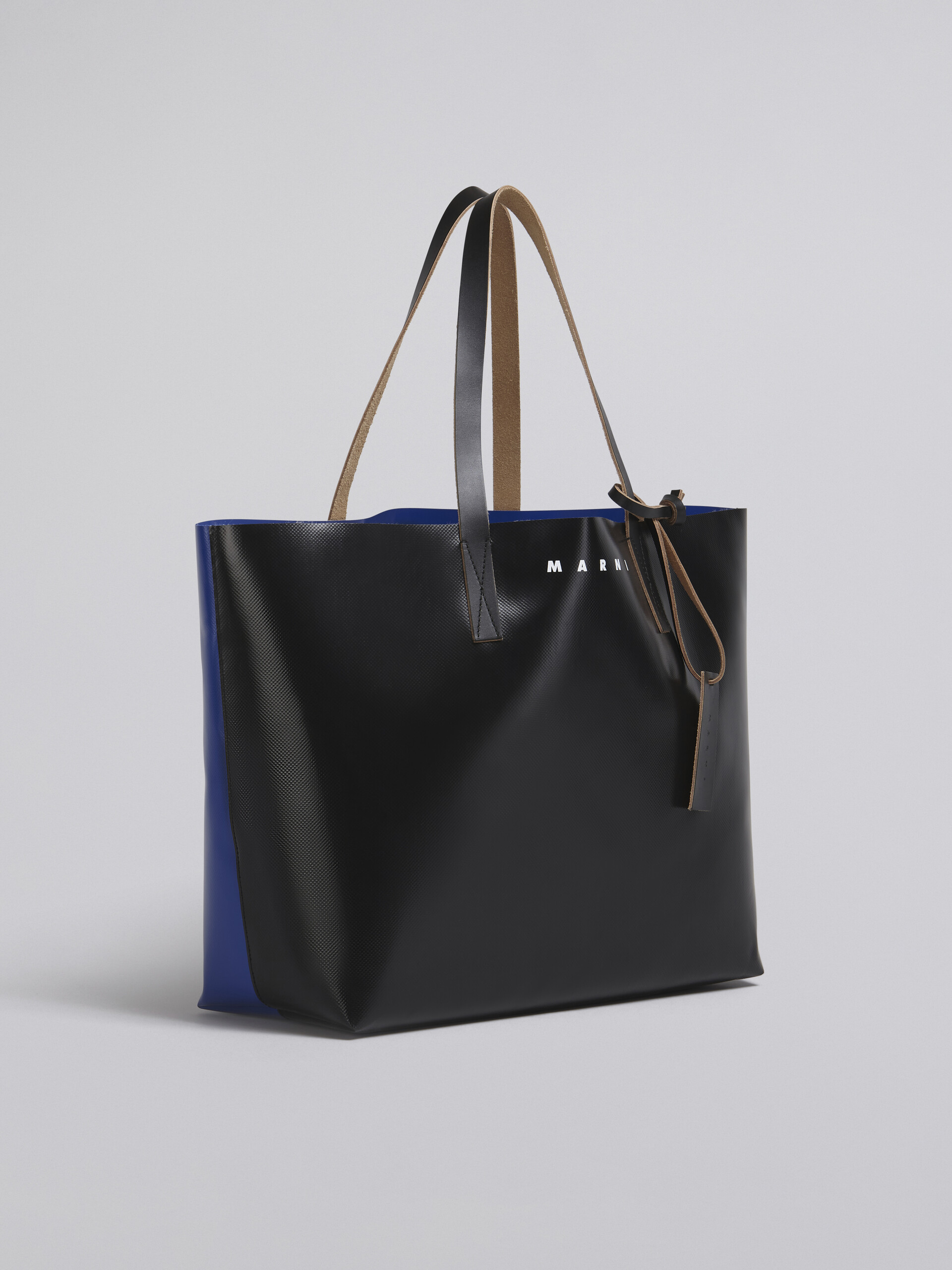 Borsa shopping orizzontale TRIBECA in PVC bicolore nero e blu - Borse shopping - Image 5