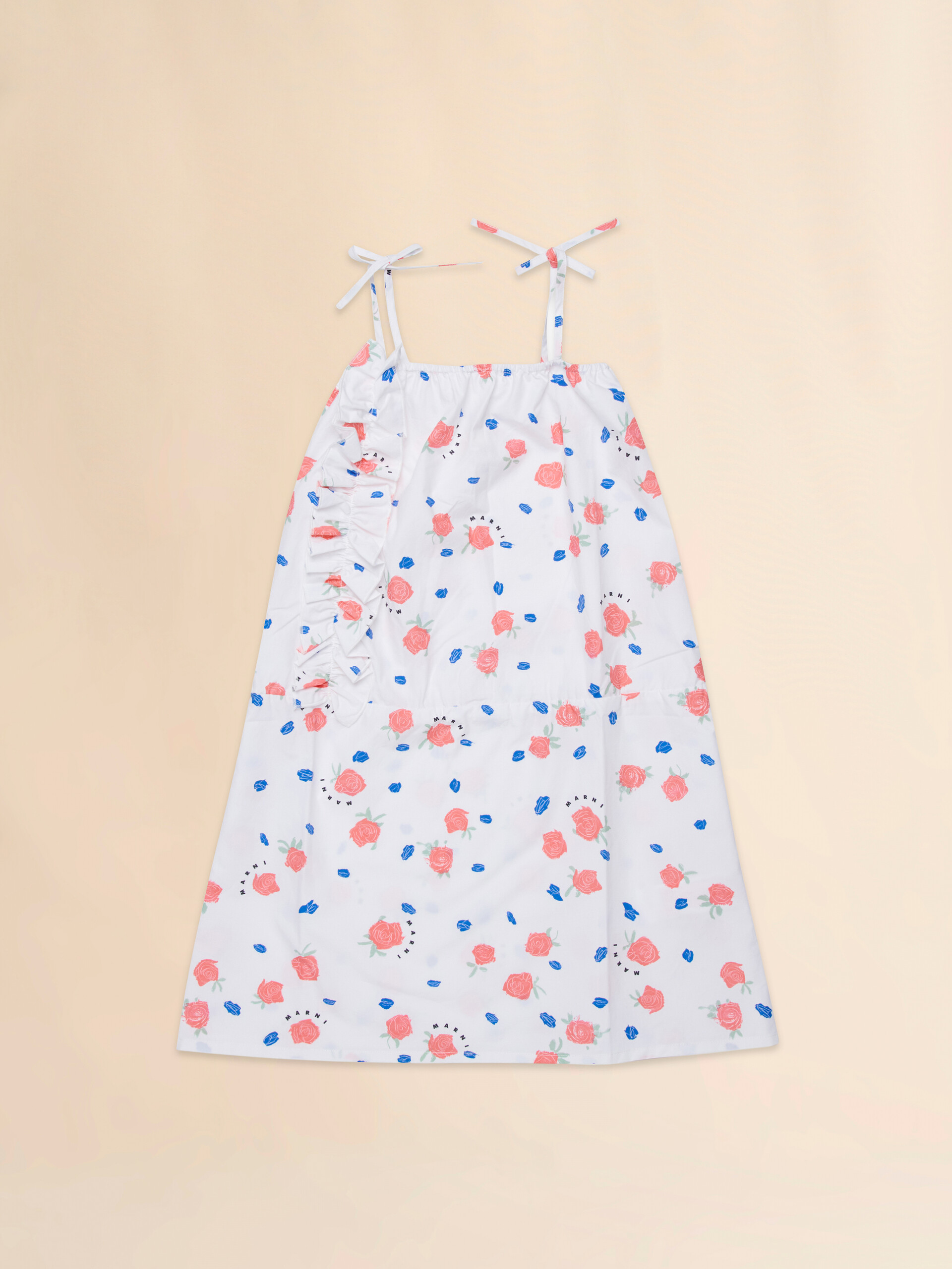 Abito smanicato in cotone bianco con stampa Tea Time - Vestiti - Image 1