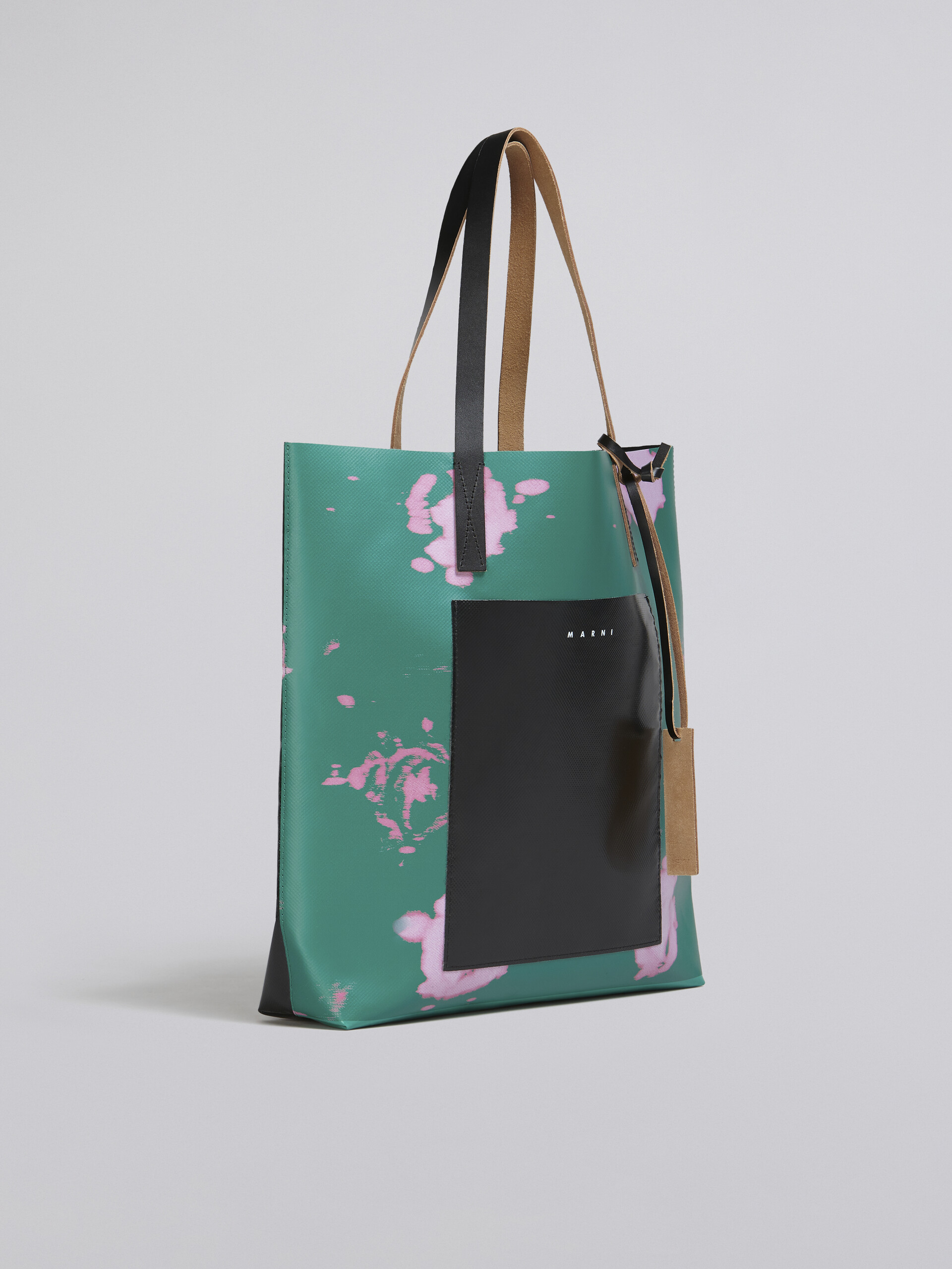 Borsa in PVC stampa Faded Roses verde - Borse shopping - Image 6
