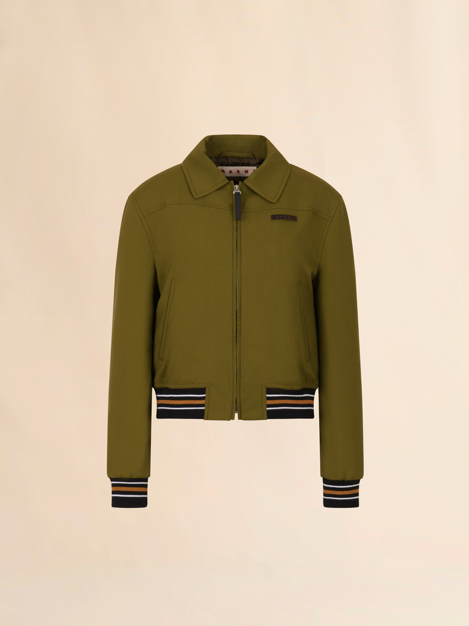 Green tropical wool bomber jacket - Jackets - Image 1