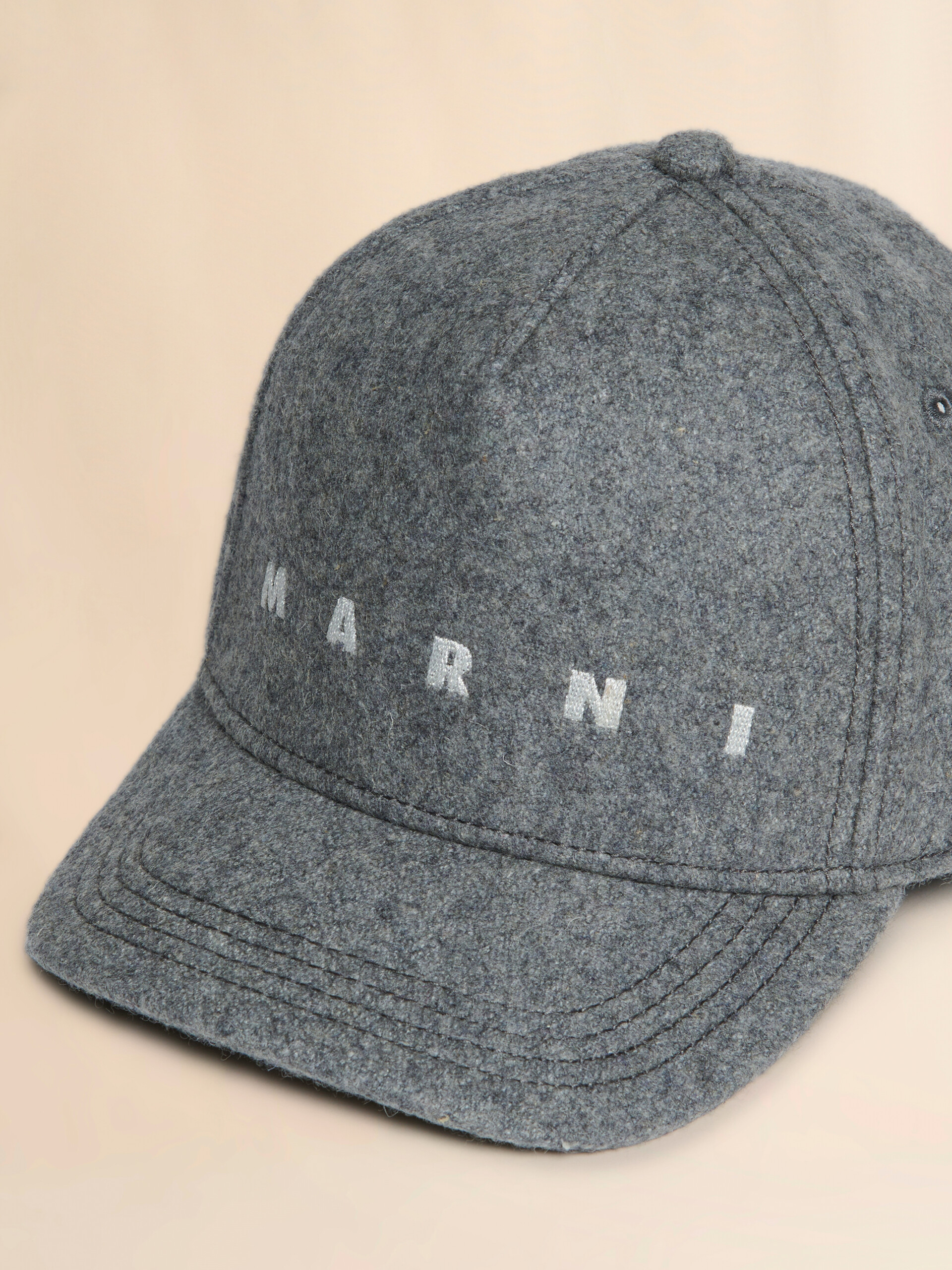 Grey melange felt baseball cap with embroidered logo - Caps - Image 3