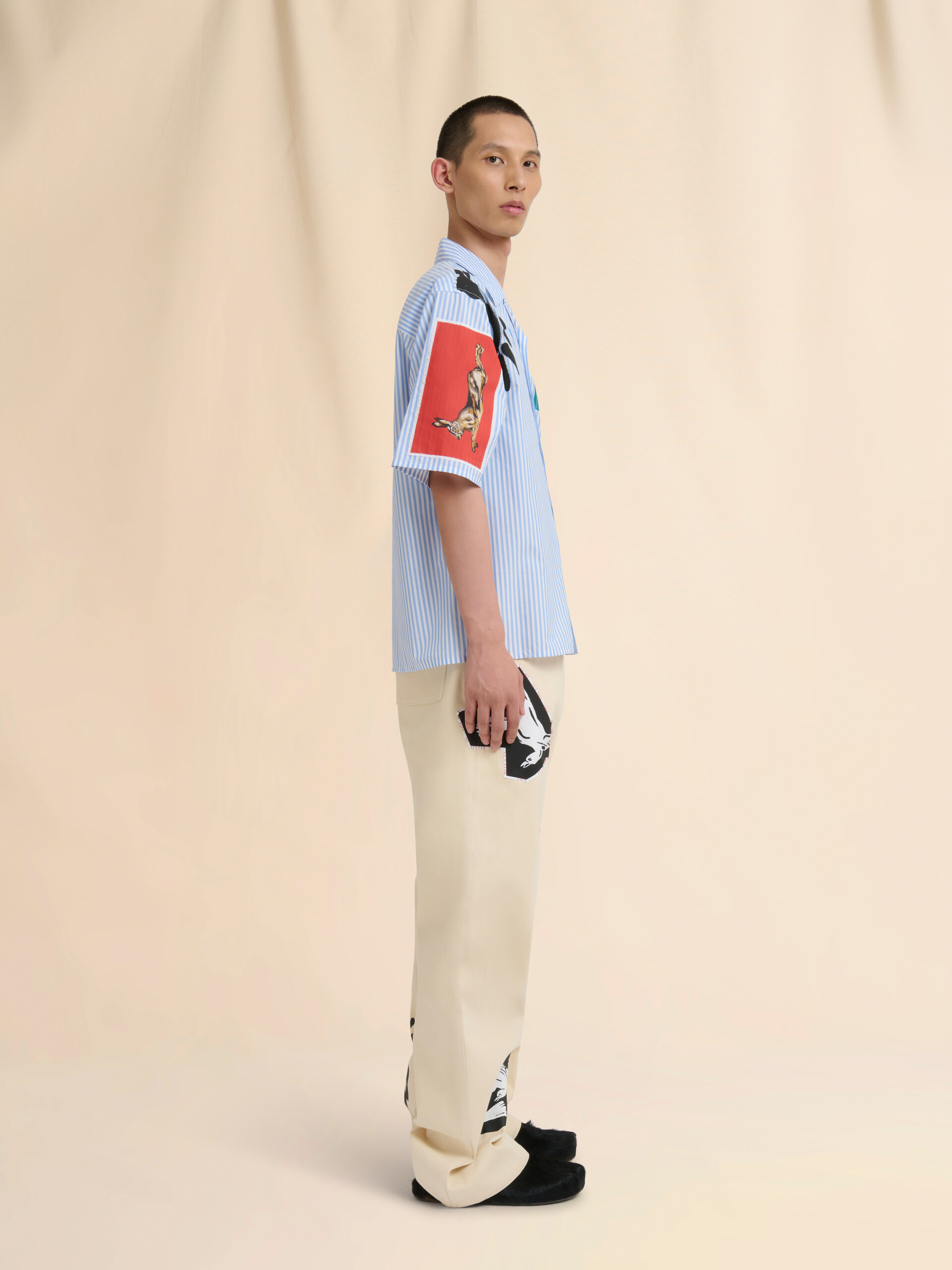 Cream organic bull denim trousers - Pants - Image 6