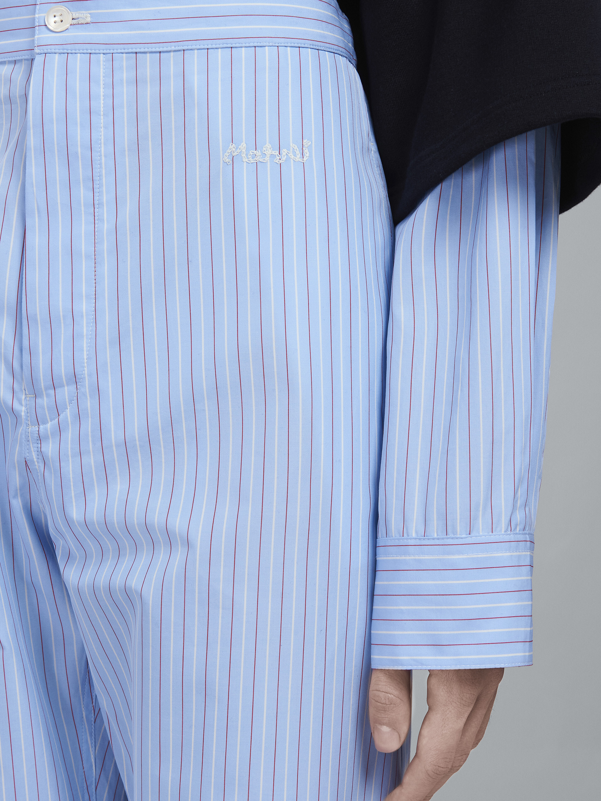 Sky blue striped poplin pants - Pants - Image 4
