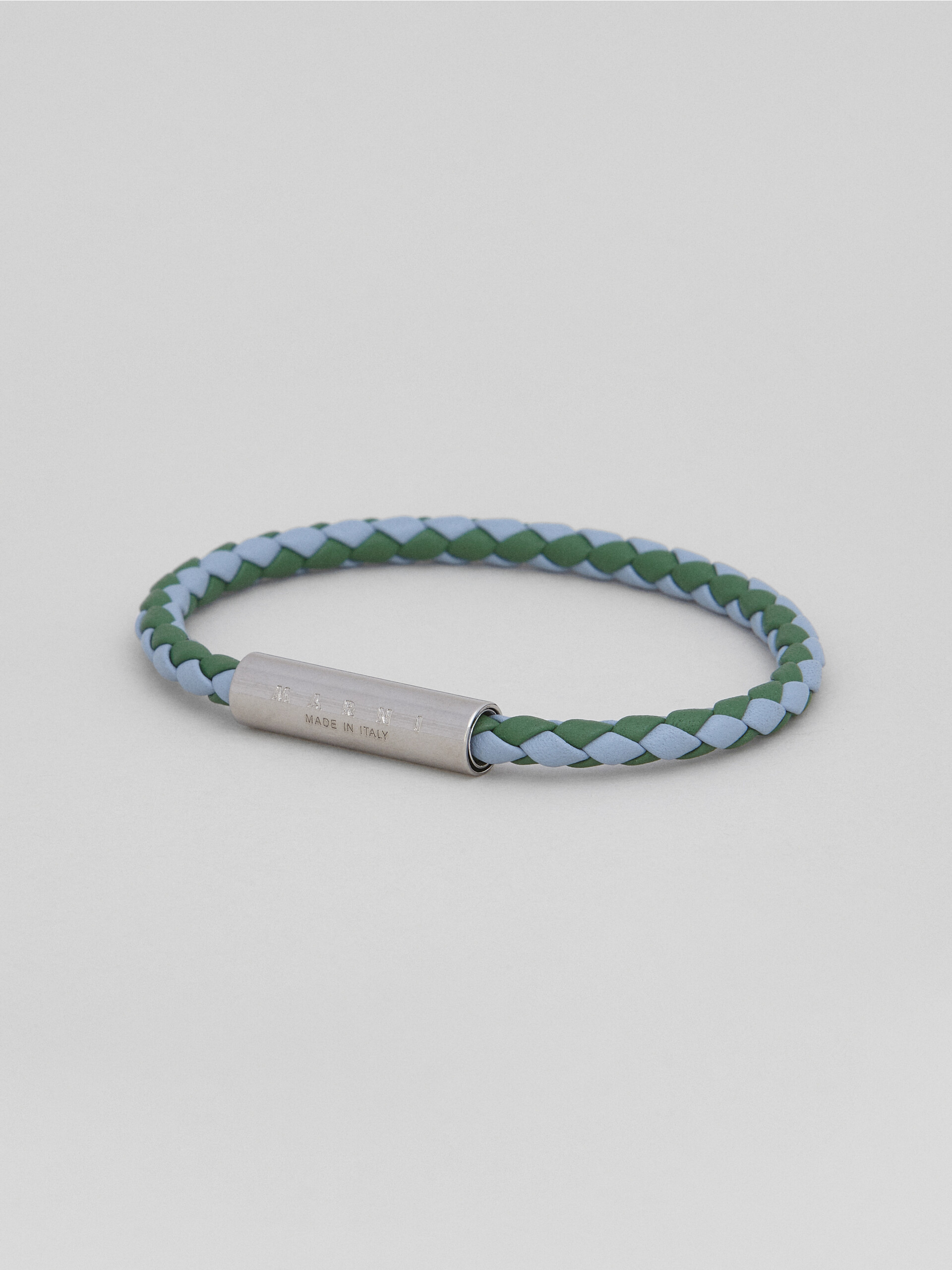 Bracciale in pelle intrecciata verde e azzurro - Braccialetto - Image 4