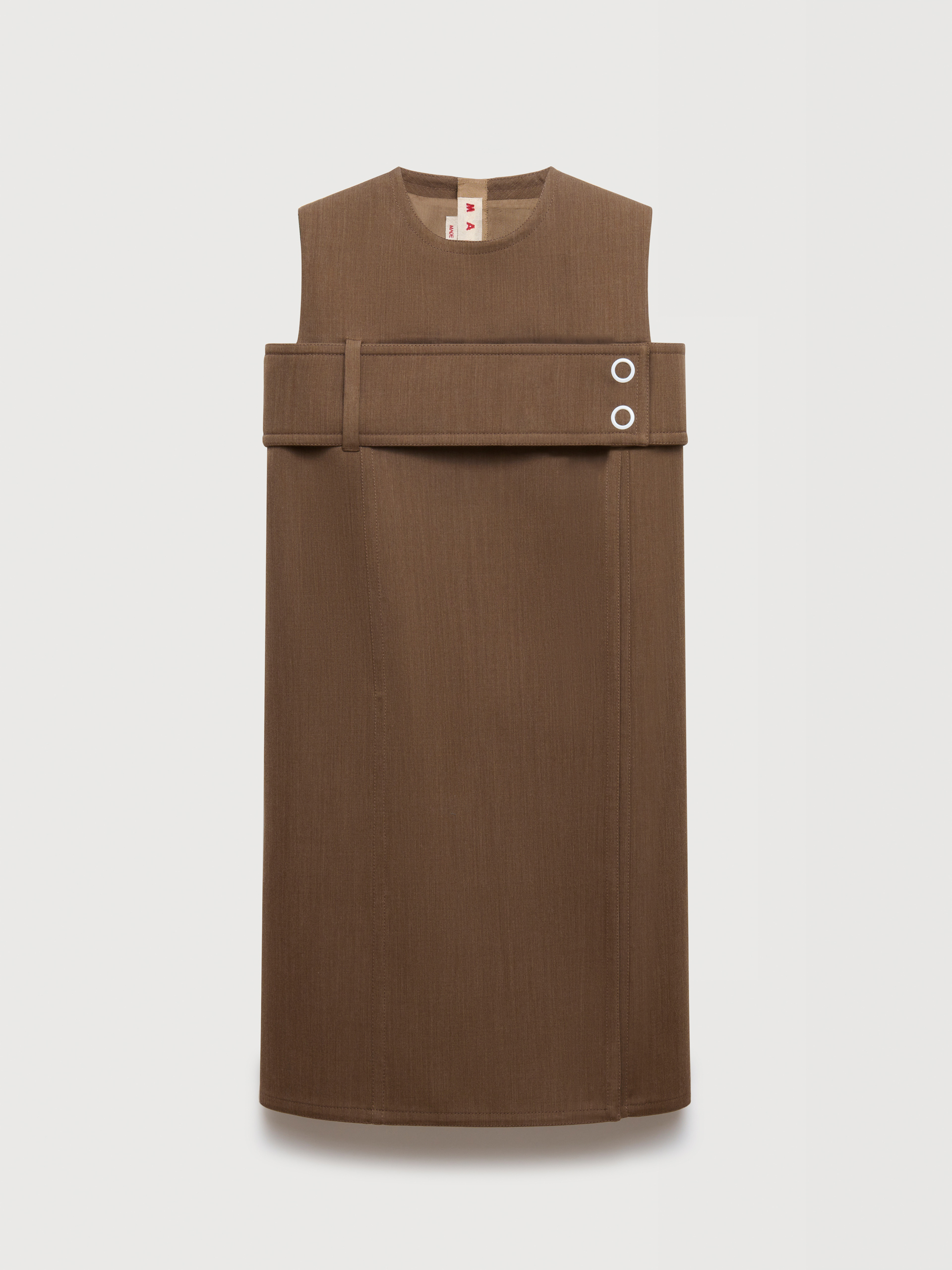 Brown wool dress with belted bust - Dresses - Image 1