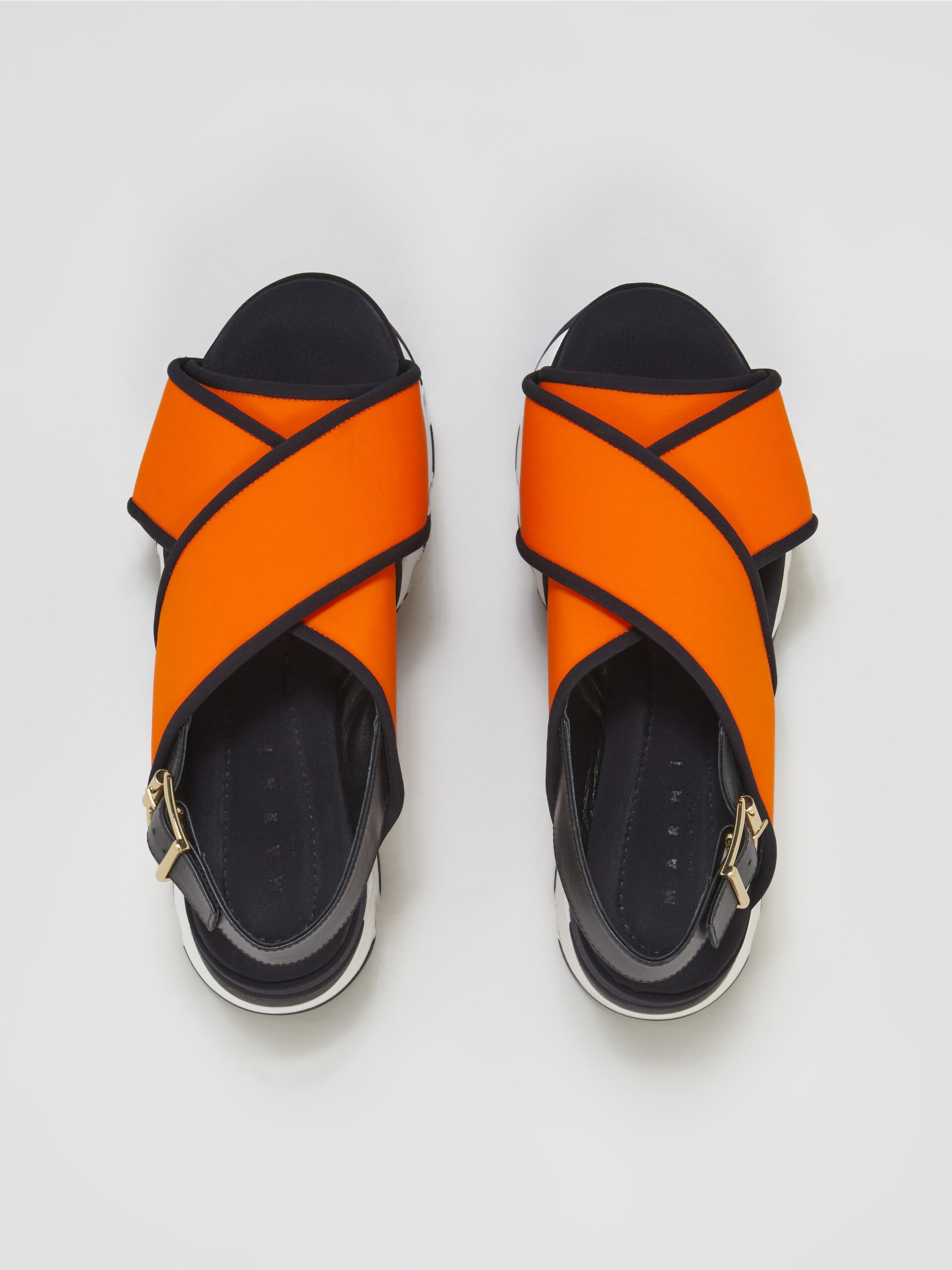 Orange technical fabric criss-crosswedge sandal - Sandals - Image 4