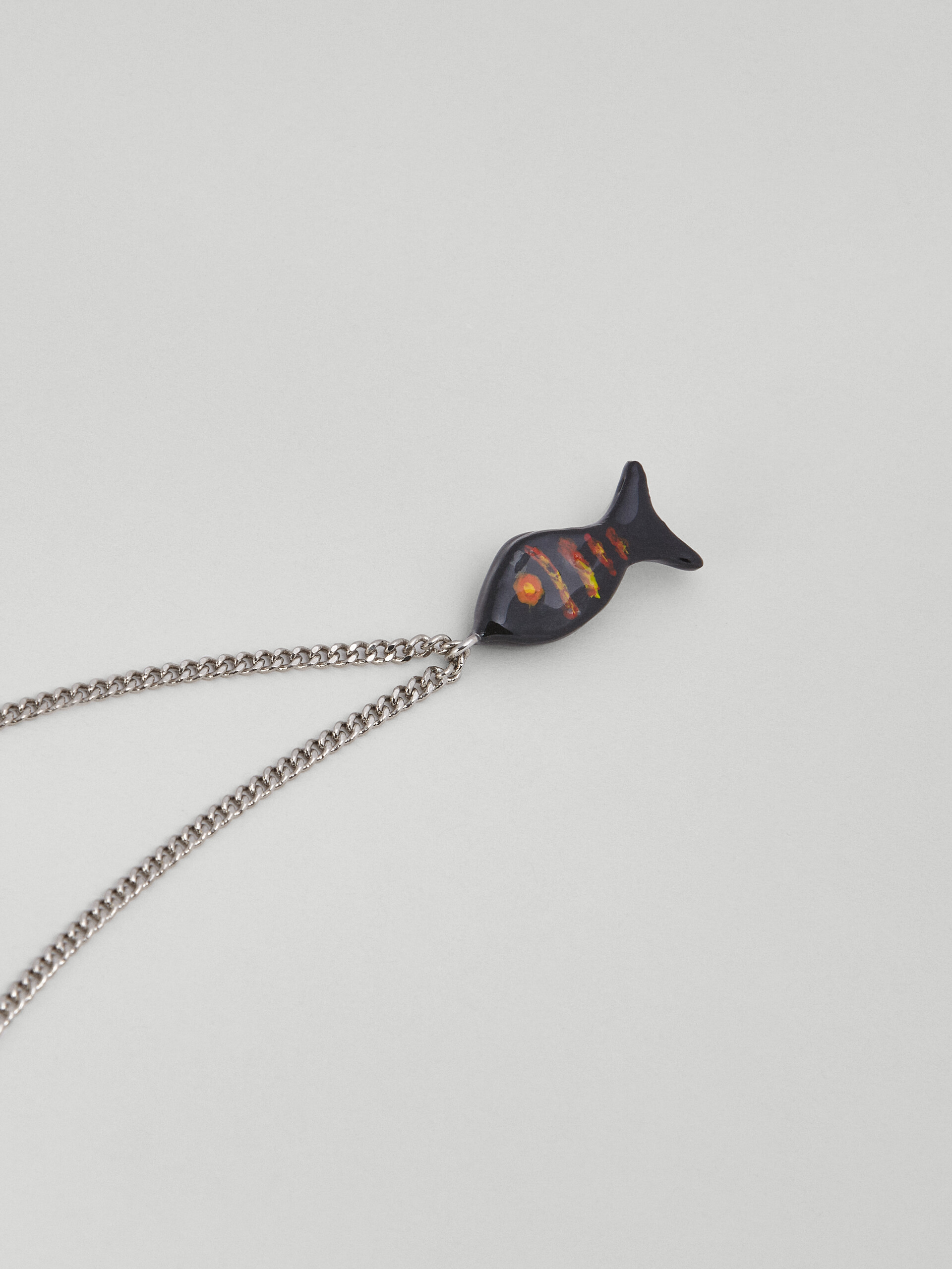 Metal necklace with enamelled fish charm - Necklaces - Image 2