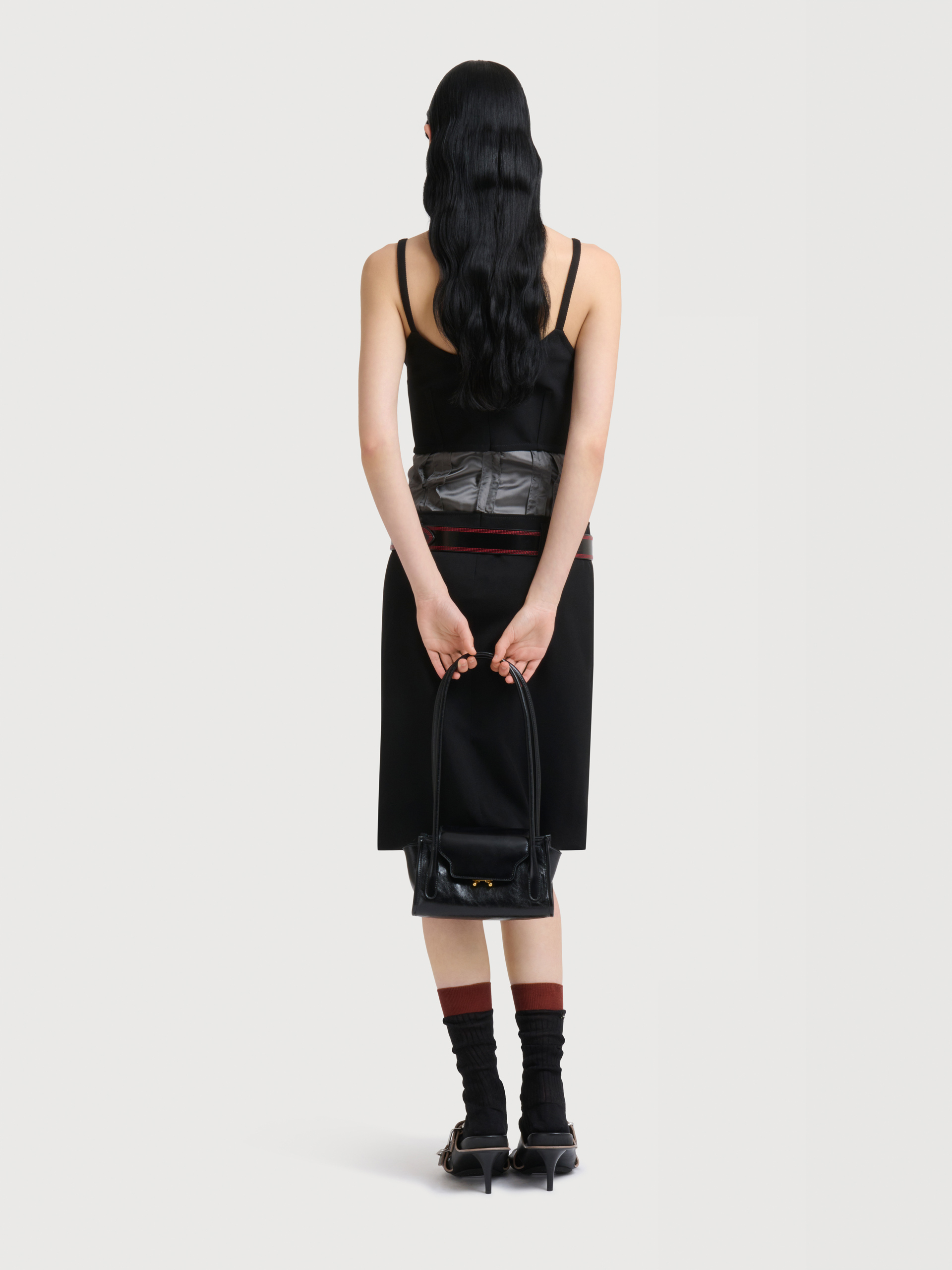 Black wool dress with satin waist - Dresses - Image 4