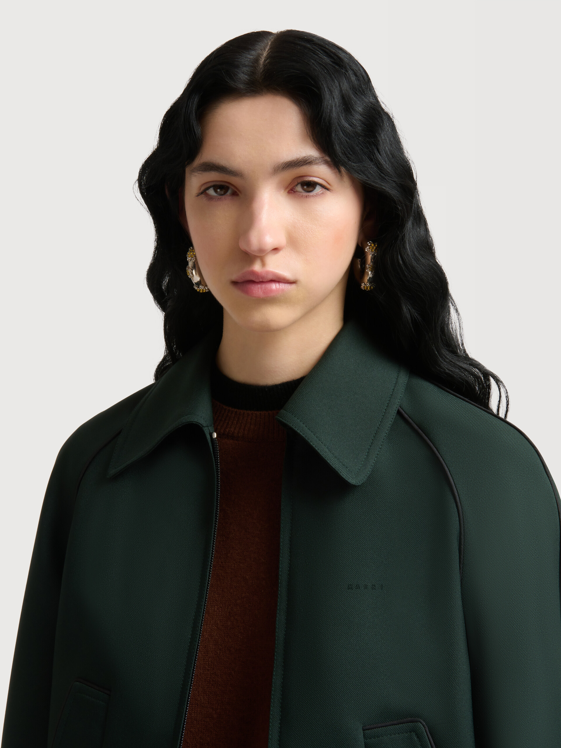 Deep green technical twill jacket with piping - Jackets - Image 4