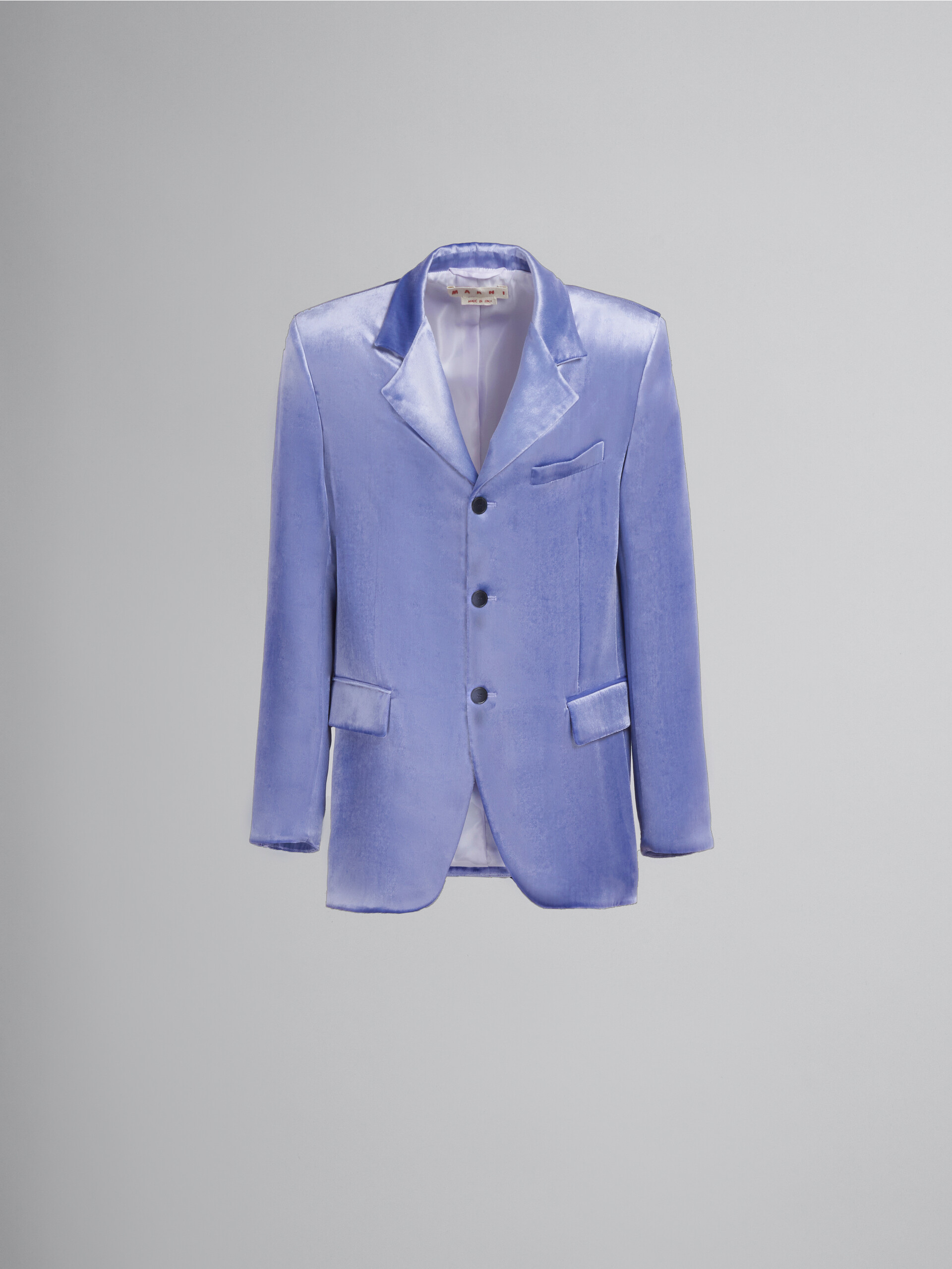 Purple single-breasted velvet blazer - Jackets - Image 1
