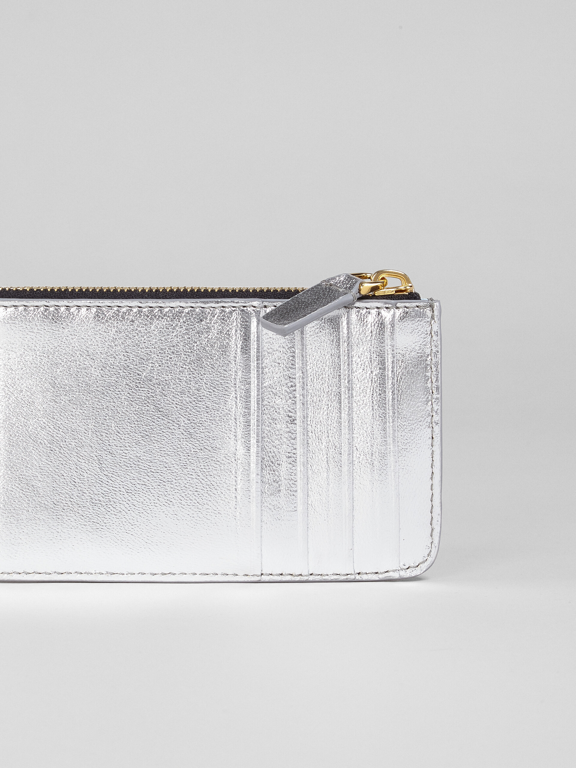 Silver metallic leather card case - Wallets - Image 3