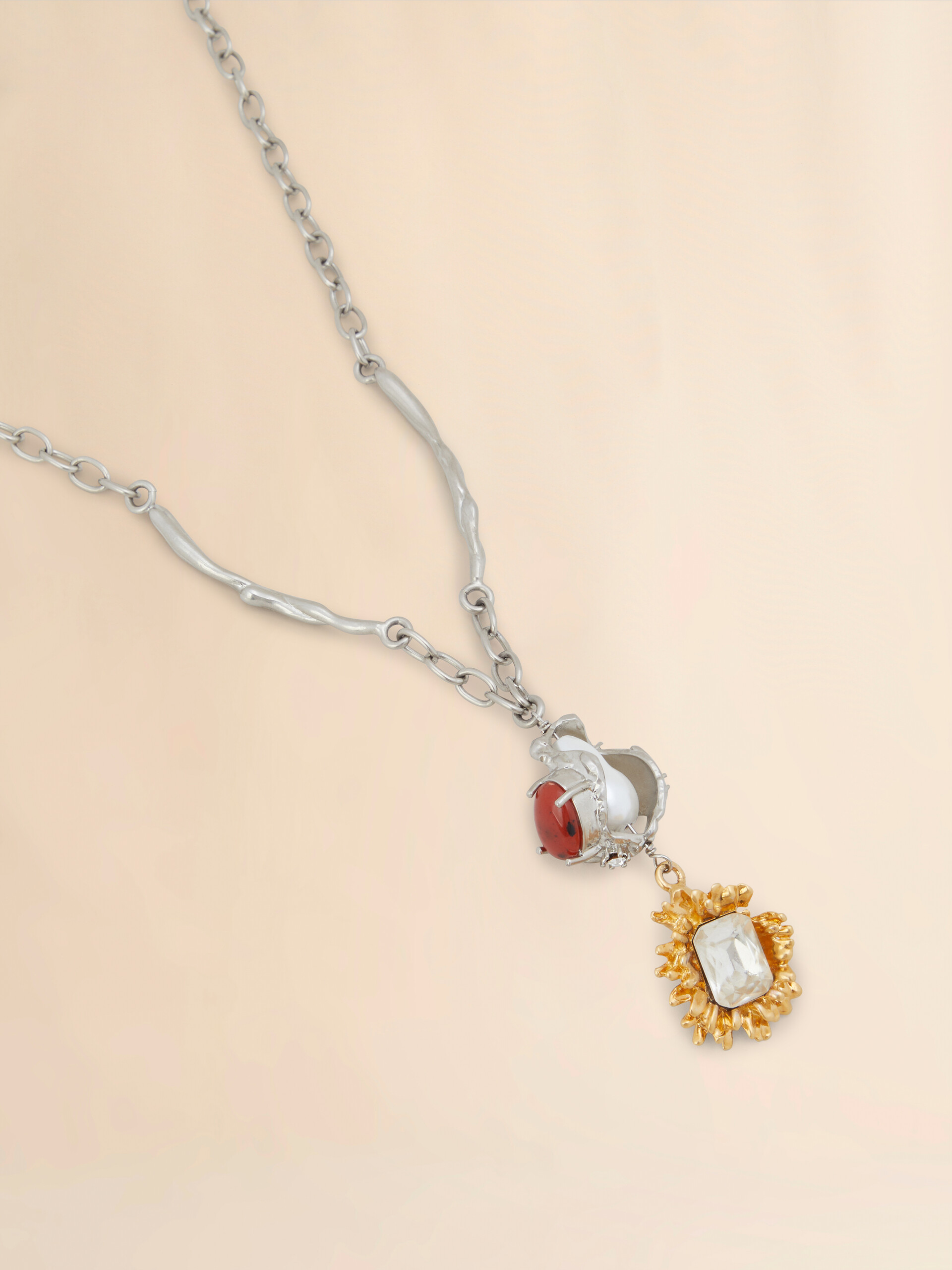 Pearls and crystals Flower Delirium chain necklace - Necklaces - Image 2