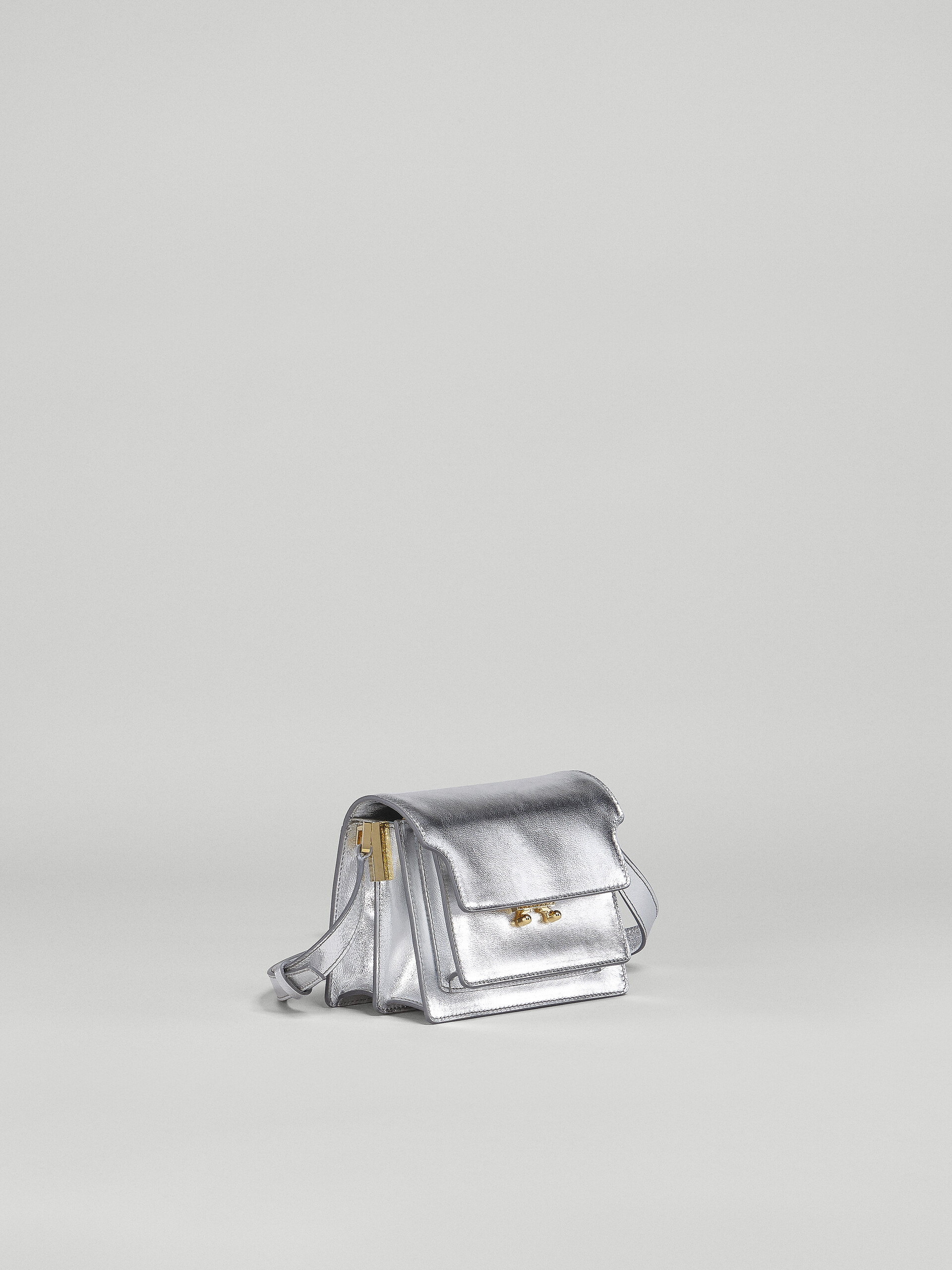 TRUNK SOFT mini bag in silver metallic leather - Shoulder Bags - Image 5