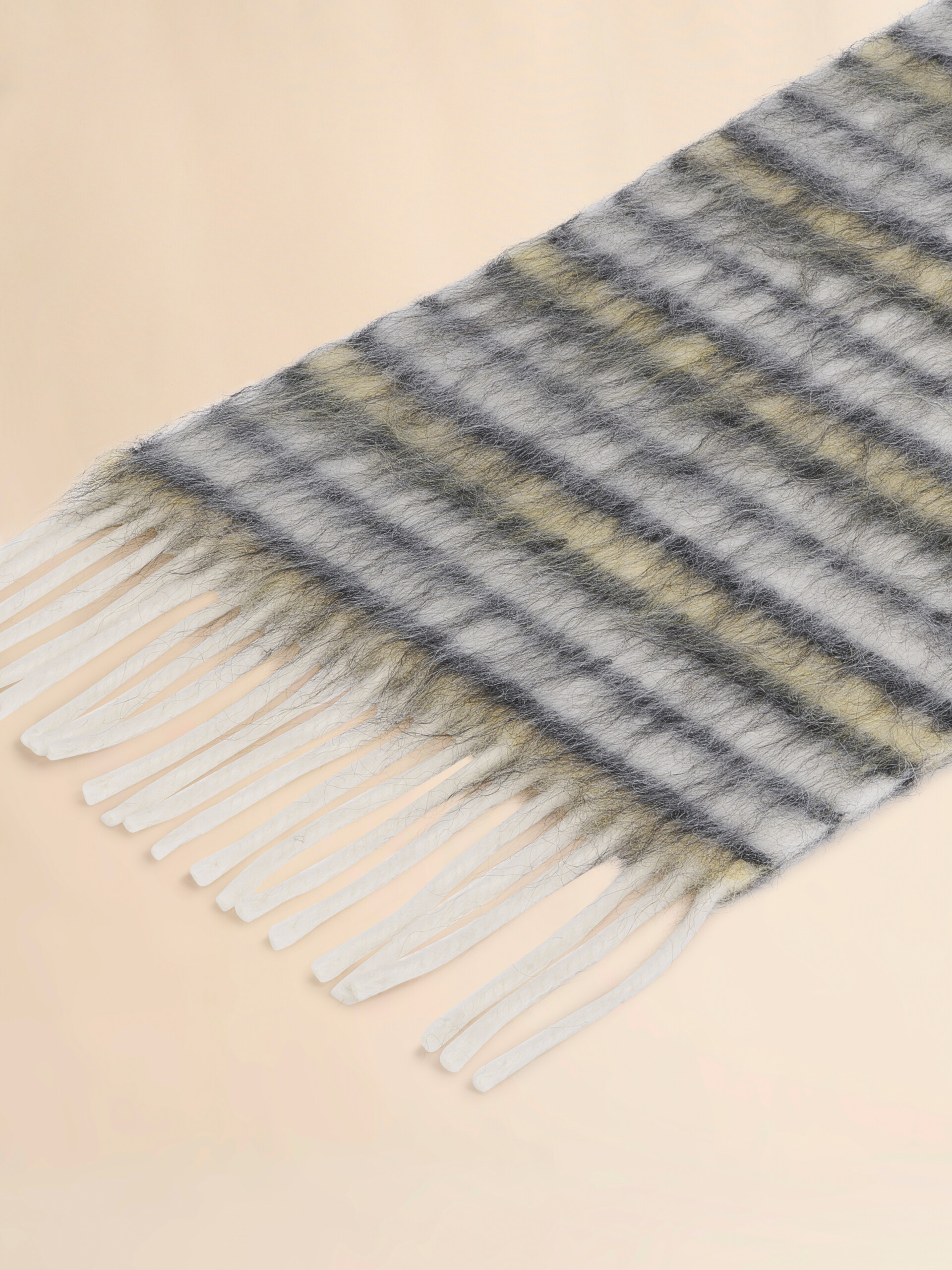 Sciarpa in lana e mohair blu con motivo a righe - Sciarpe - Image 4