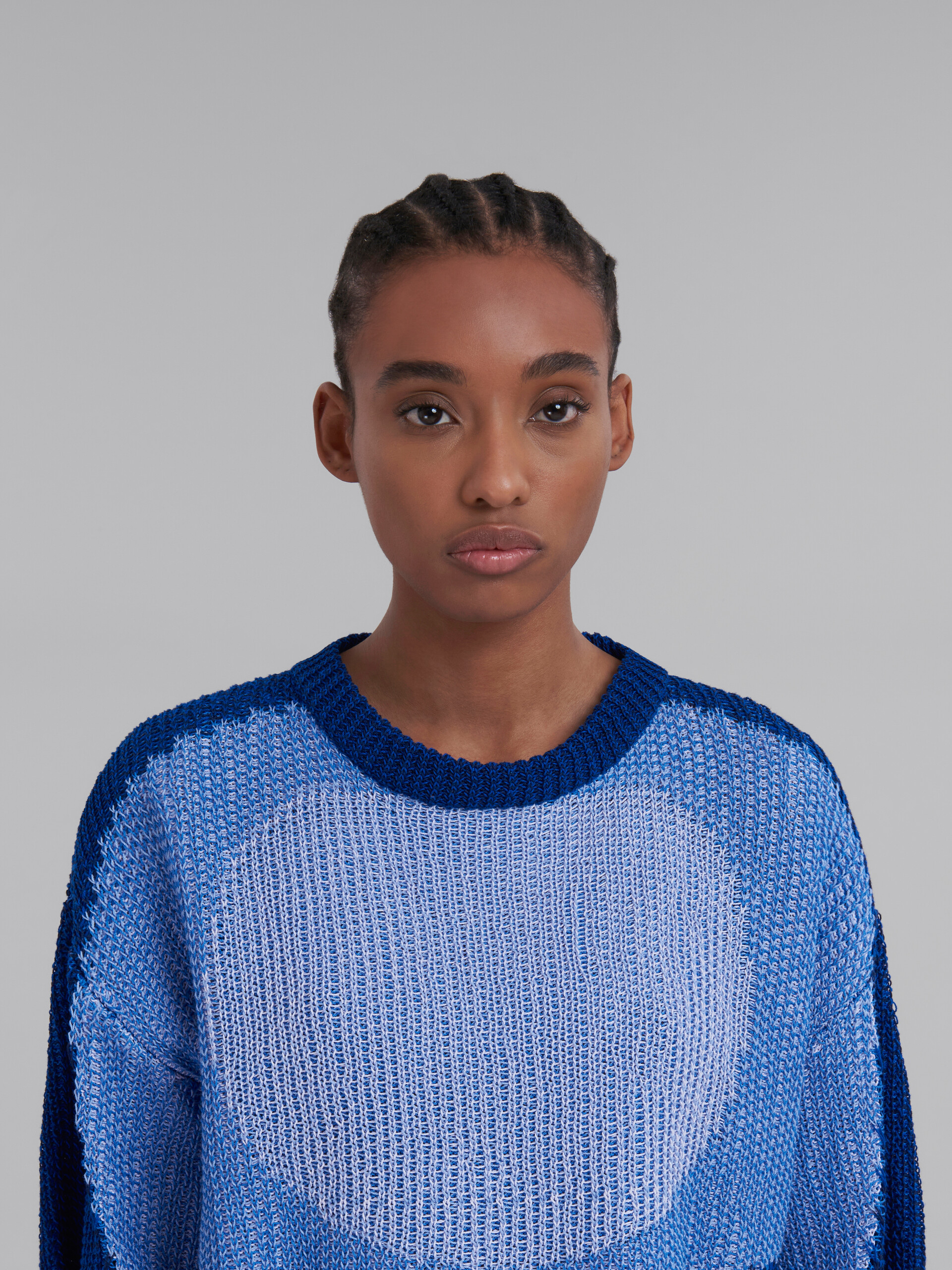 Blue cotton jumper with kimono sleeves - Pullovers - Image 4