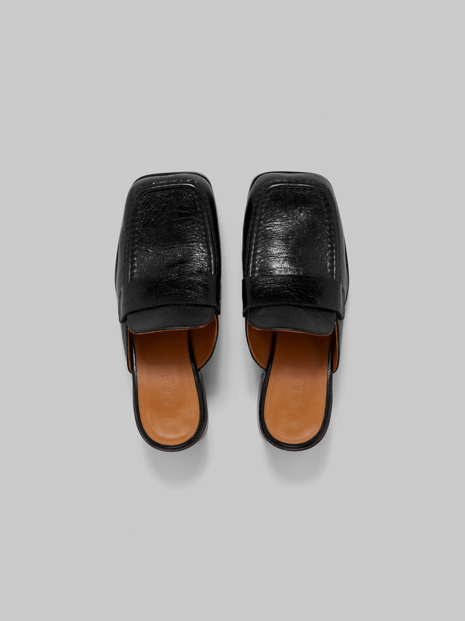 Black leather heeled mule - Clogs - Image 4