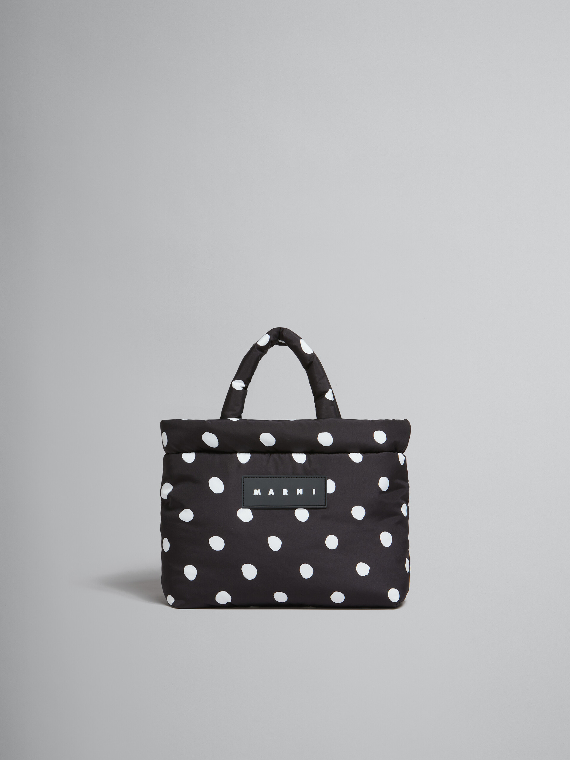 Black polka-dot Puff mini tote bag - Handbag - Image 1