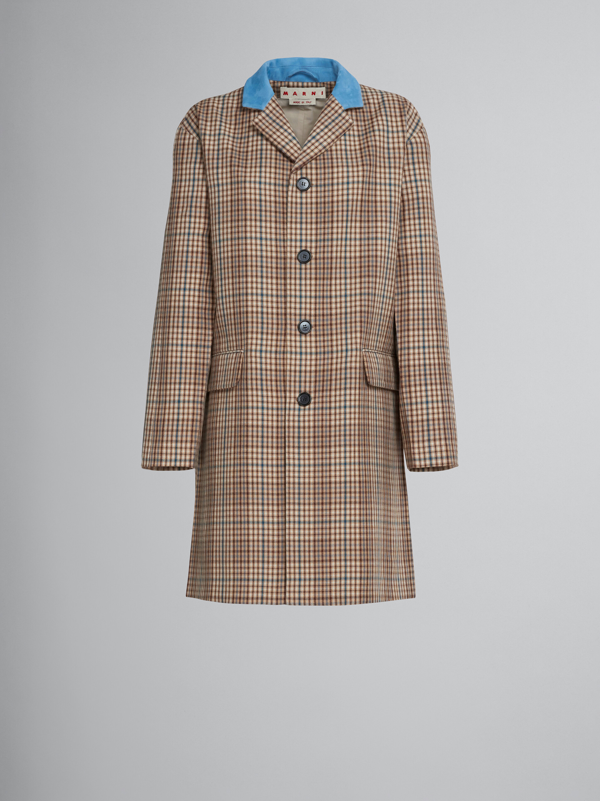 Beige check wool coat - Coat - Image 1