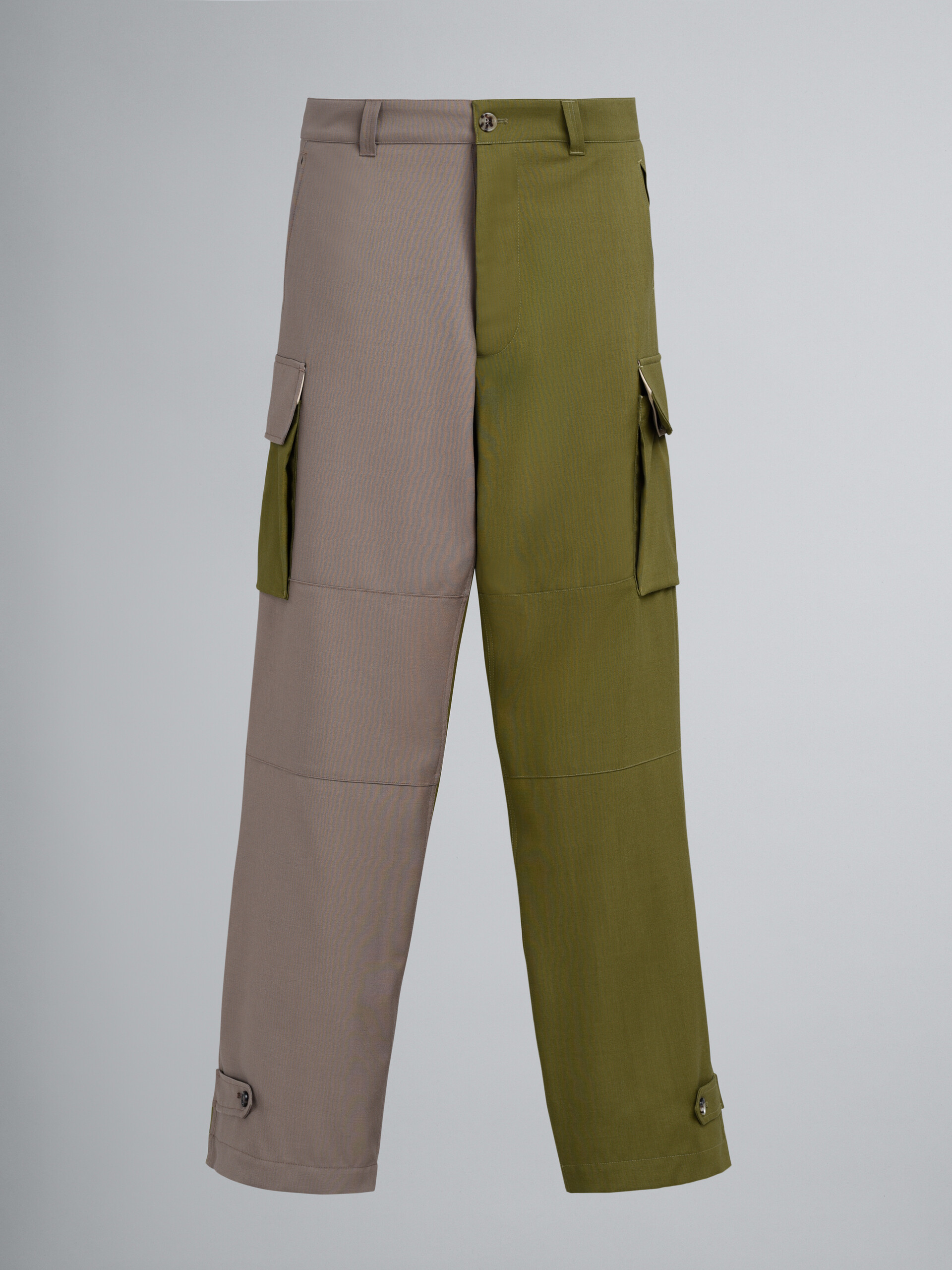Pantalon cargo en laine tropicale colour-block - Pantalons - Image 1