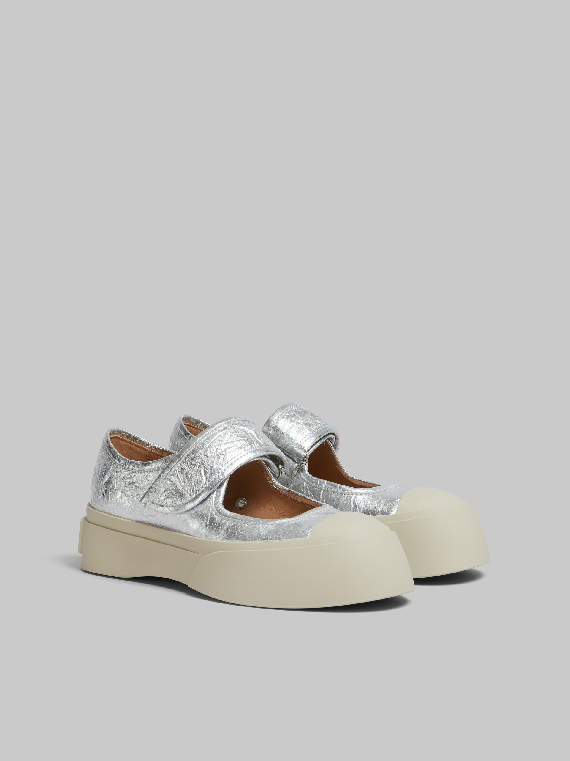 Sneaker Mary Jane in pelle color argento - Sneakers - Image 2