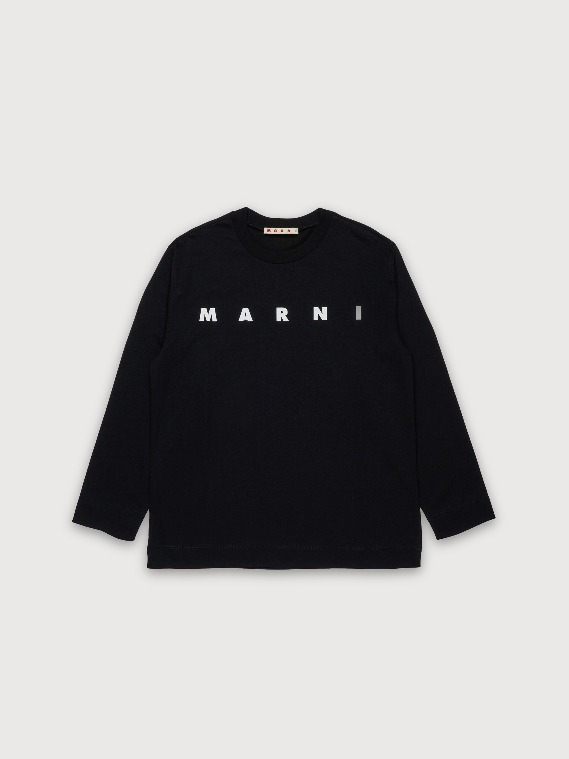 Black cotton long-sleeved T-shirt with bold Marni logo - T-shirts - Image 1