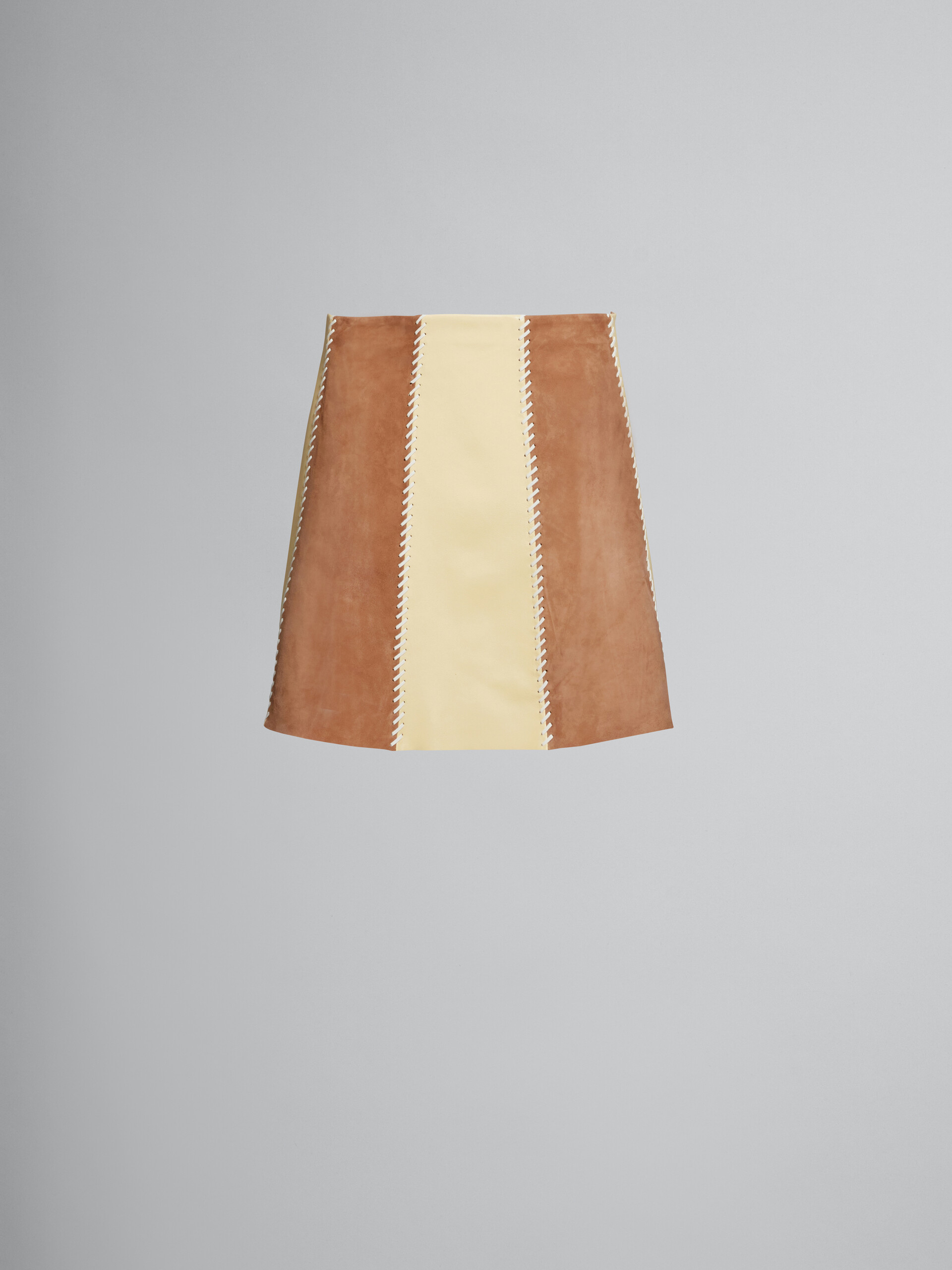 Brown nappa and suede skirt - Skirts - Image 1