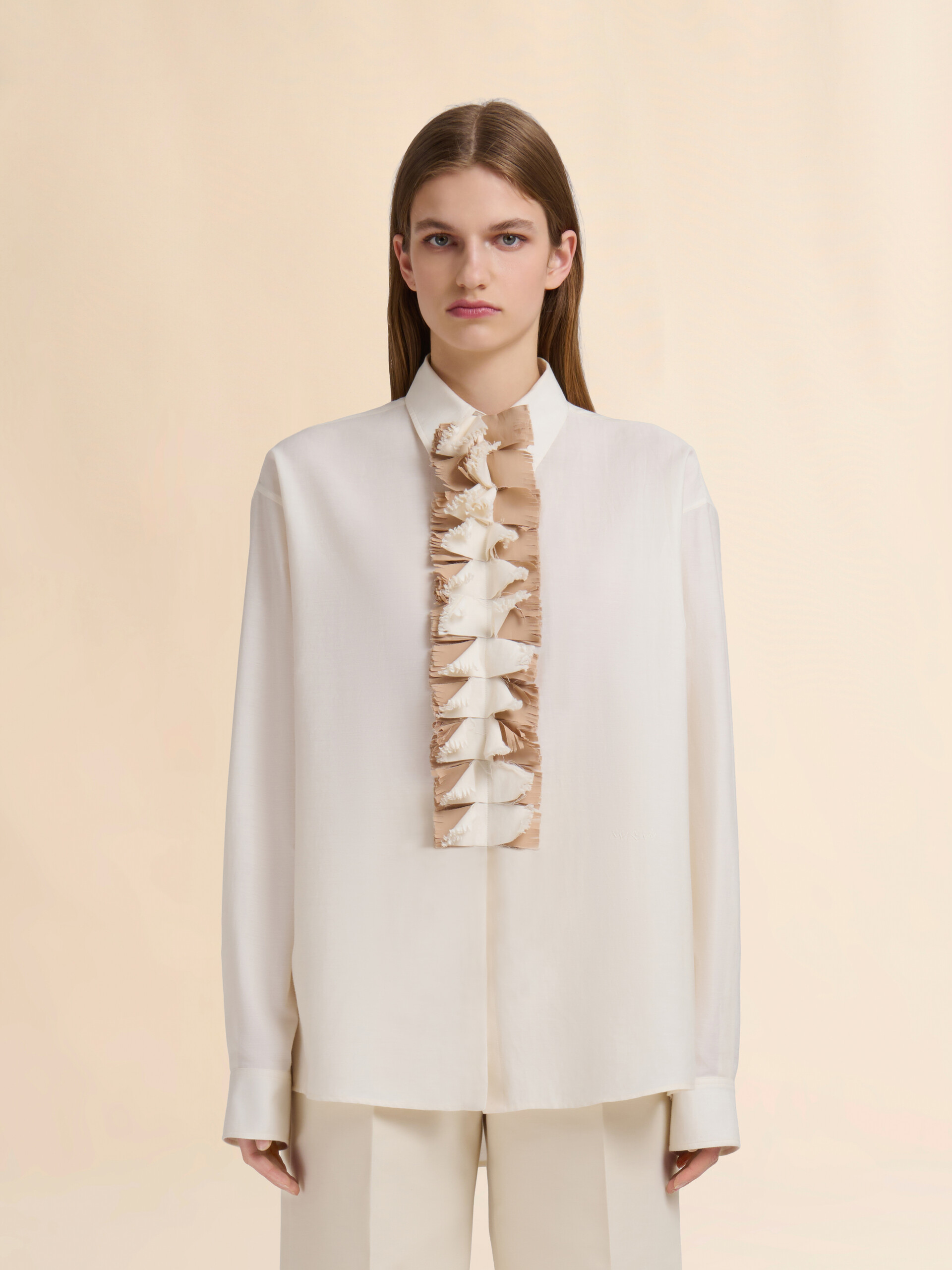 Cream twill shirt with detachable plastron - Shirts - Image 2