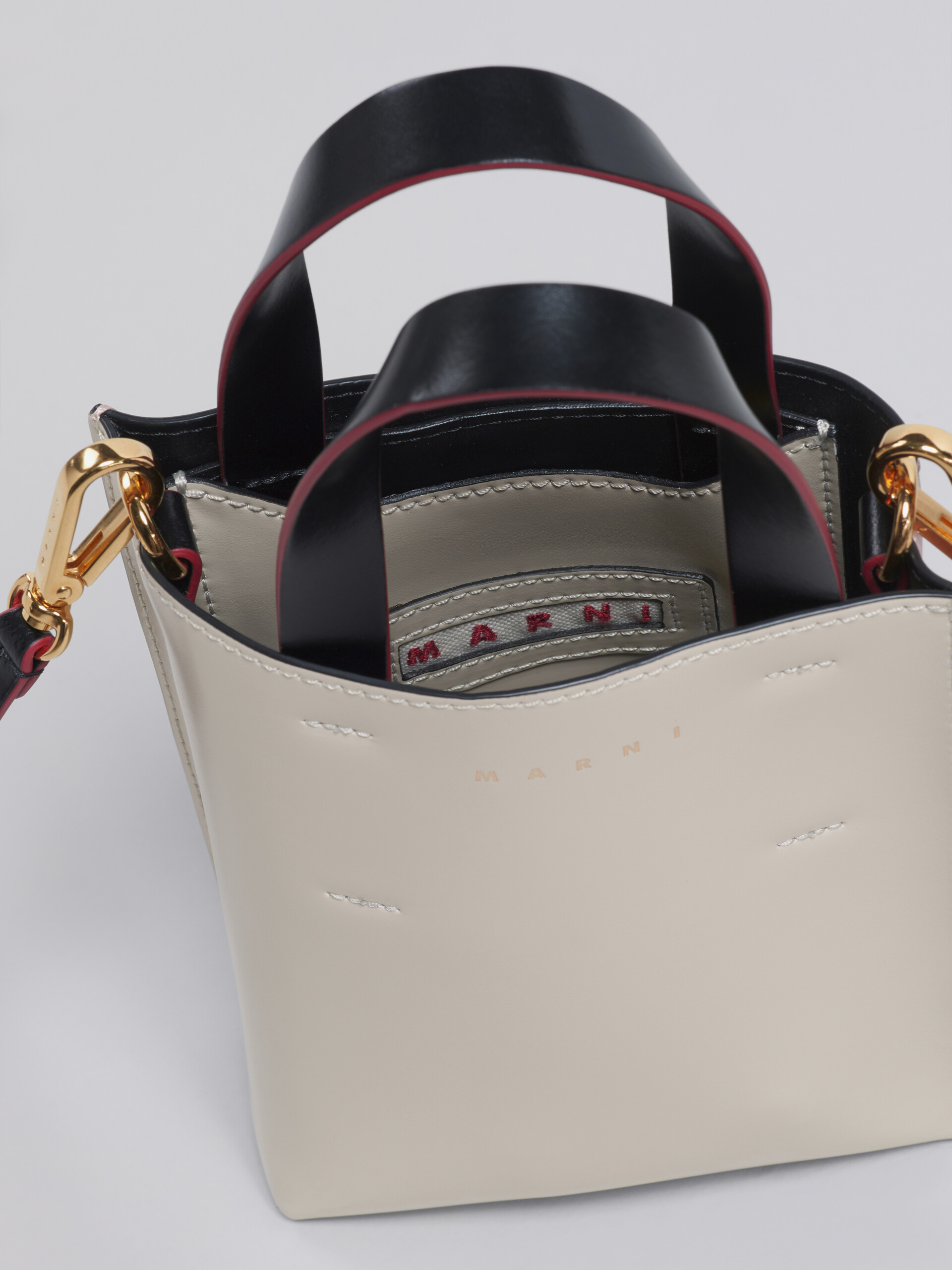 MUSEO nano bag in beige and pink shiny leather - Shopping Bags - Image 3