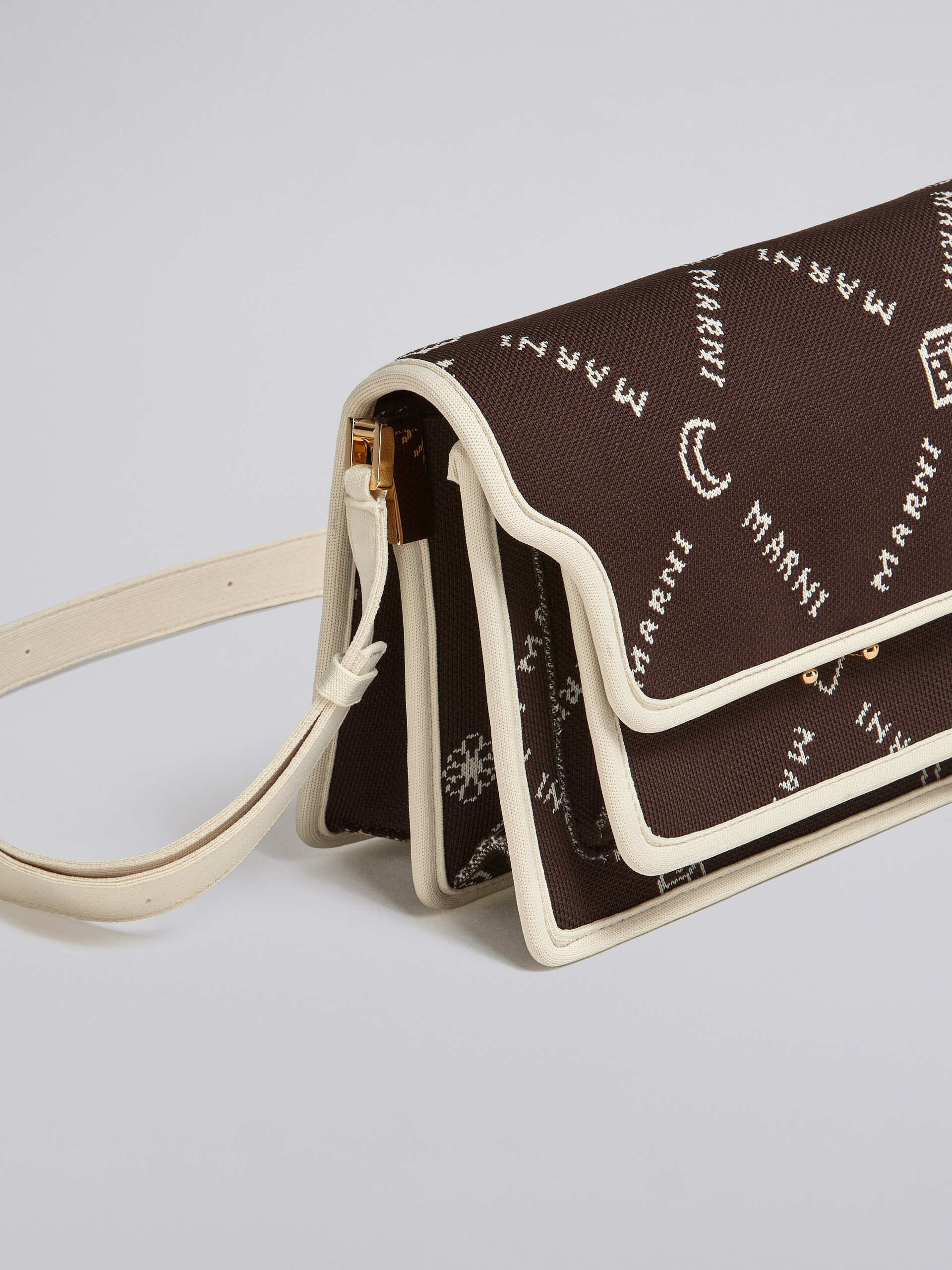 TRUNK SOFT medium bag in brown Marnigram jacquard - Shoulder Bags - Image 5